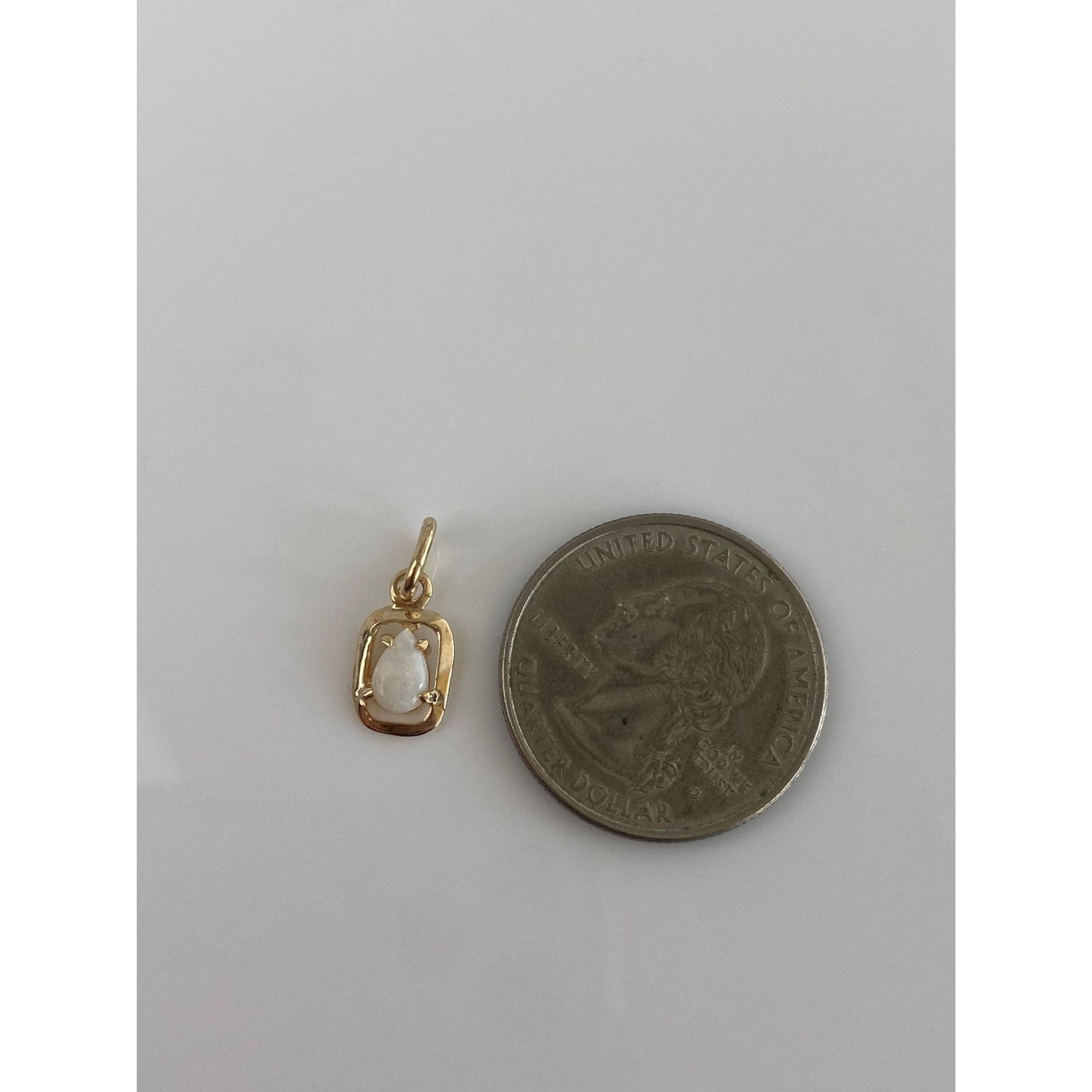 Vintage Solid 14k Yellow Gold Opal Teardrop Charm