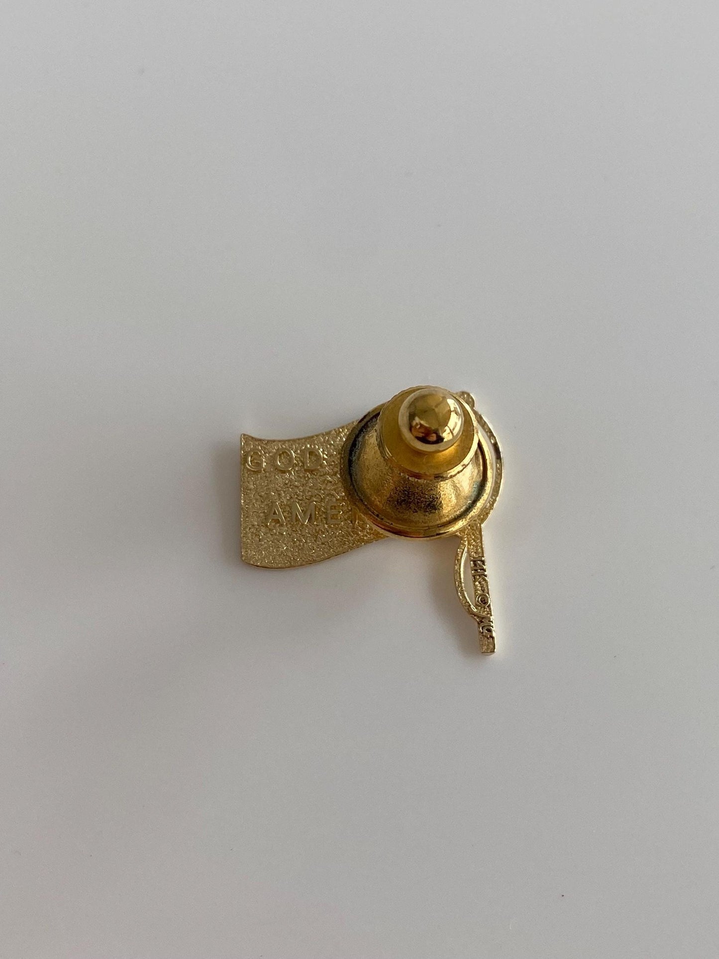 Vintage Solid 14k White & Yellow Gold American Flag Pin
