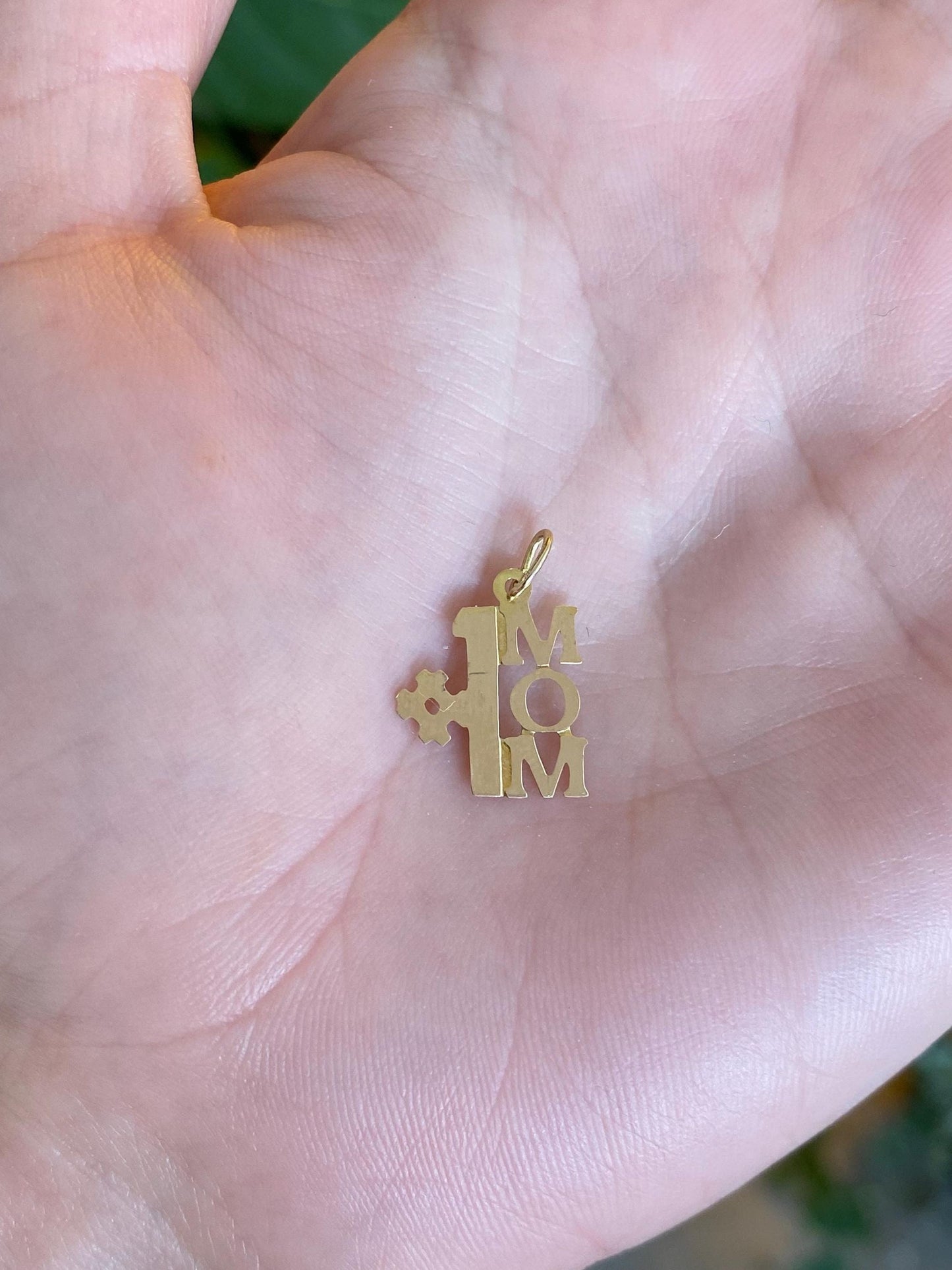 Vintage Solid 14k Yellow Gold #1 Mom Charm