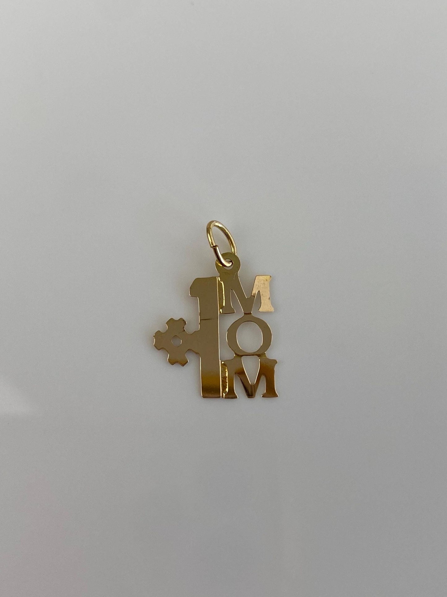 Vintage Solid 14k Yellow Gold #1 Mom Charm