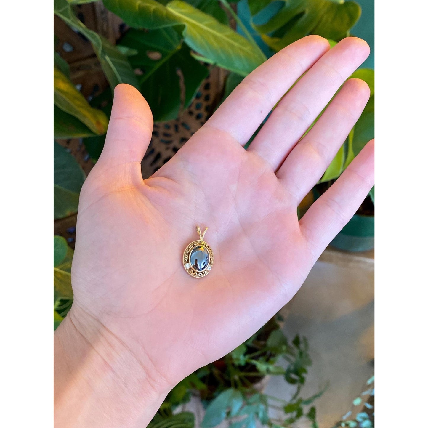 Vintage Solid 14k Yellow Gold 2007 Hematite Clear Cubic Zirconia West Point Charm