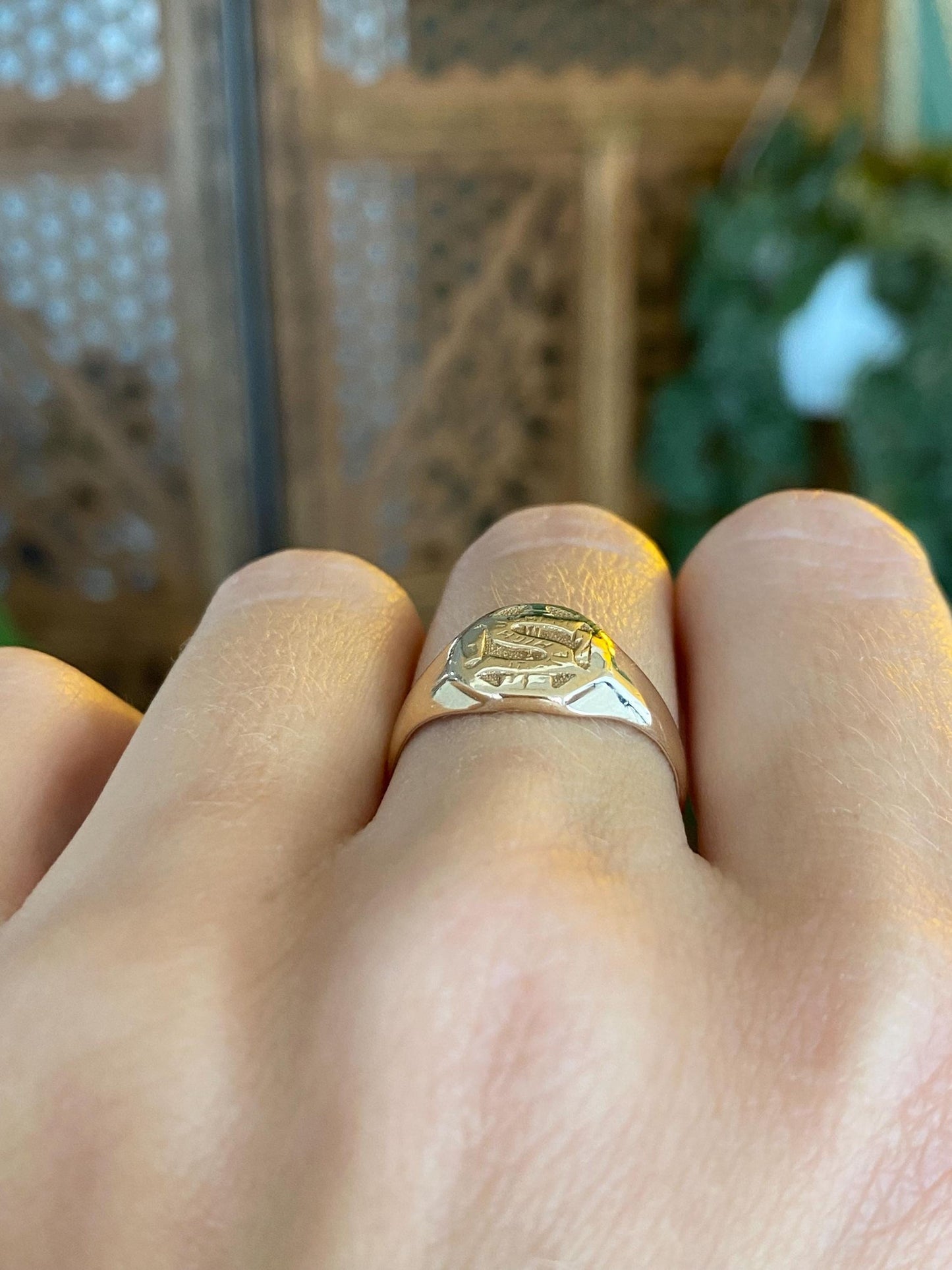 Vintage Solid 10k Yellow Gold Money Sign Signet Ring - Size 6.75