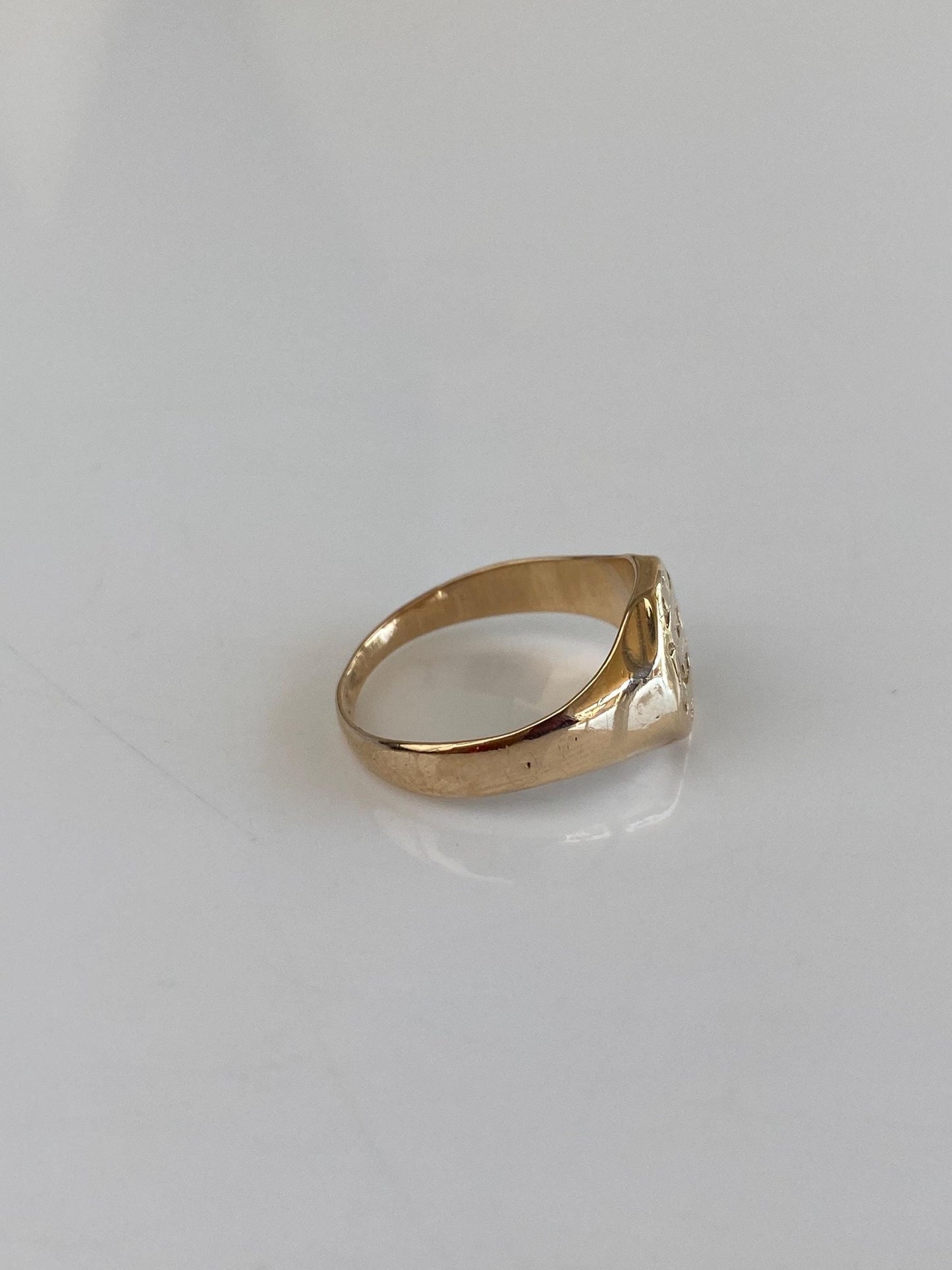 Vintage Solid 10k Yellow Gold Money Sign Signet Ring - Size 6.75
