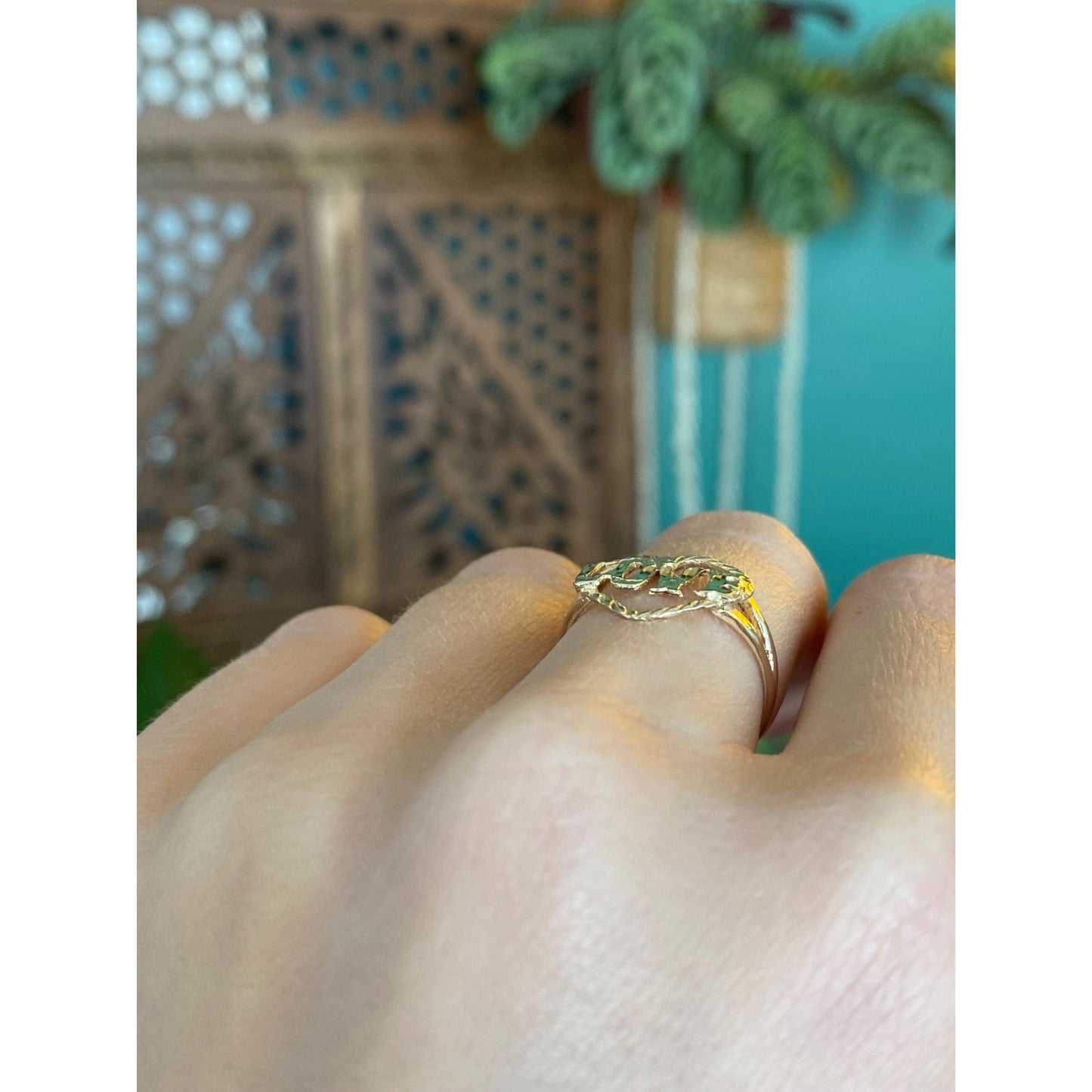 Vintage Solid 14k Yellow Gold Love Heart Ring - Size 5.75