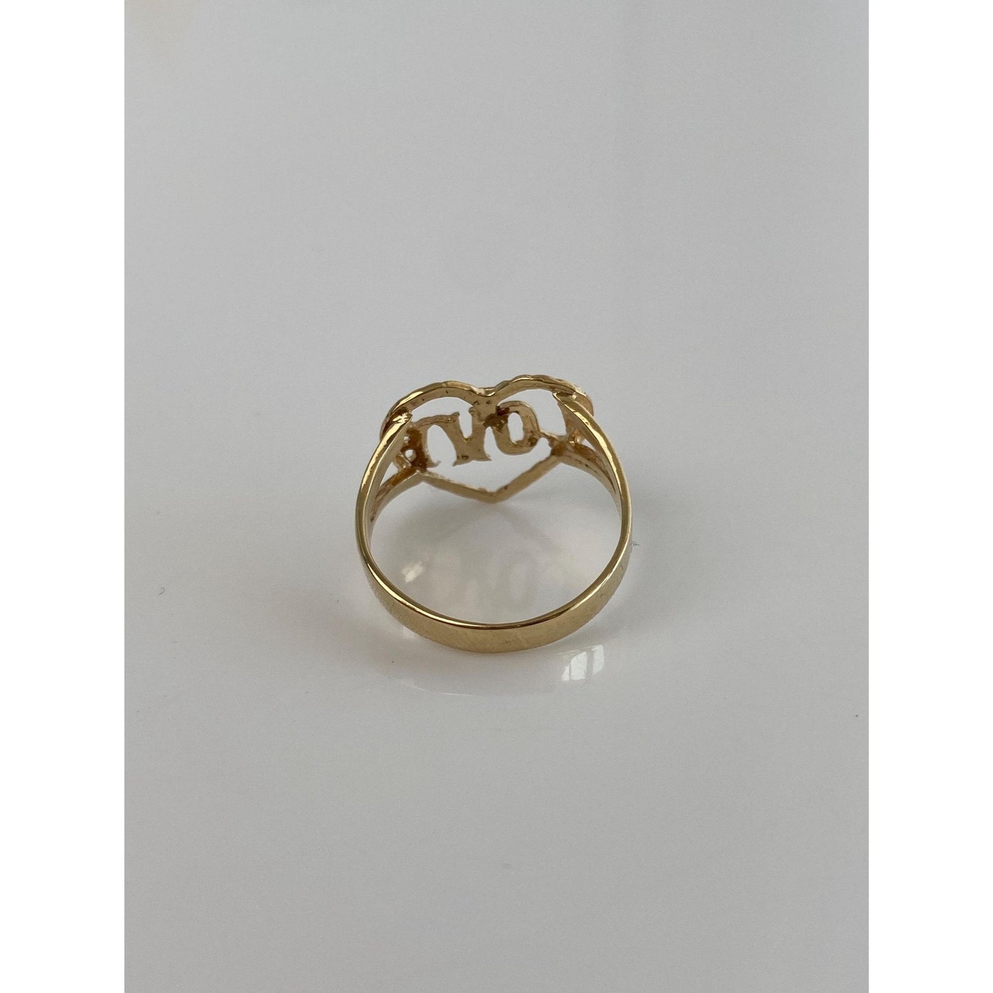 Vintage Solid 14k Yellow Gold Love Heart Ring - Size 5.75