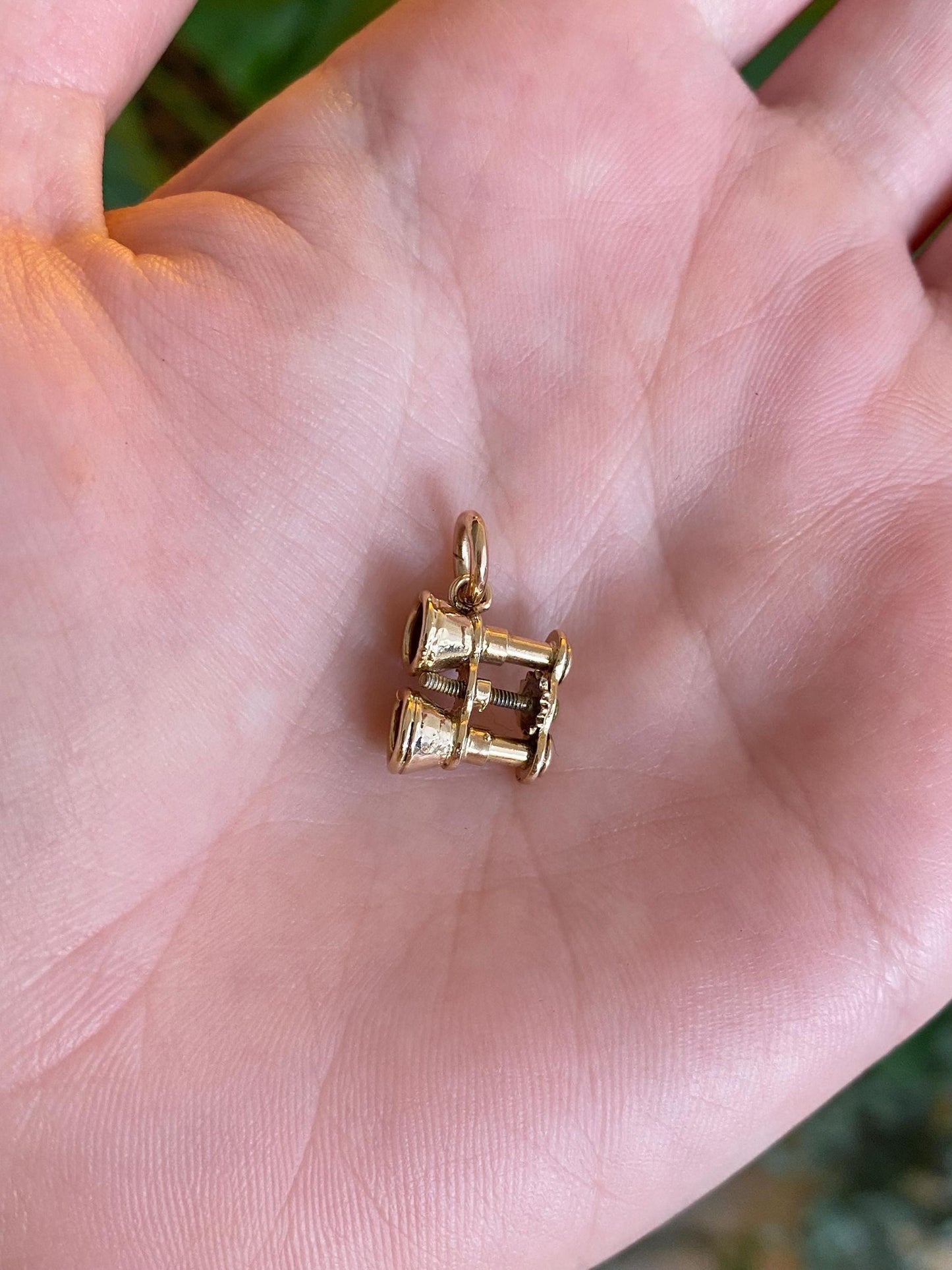 Vintage Solid 14k Yellow Gold Articulated Binoculars Charm