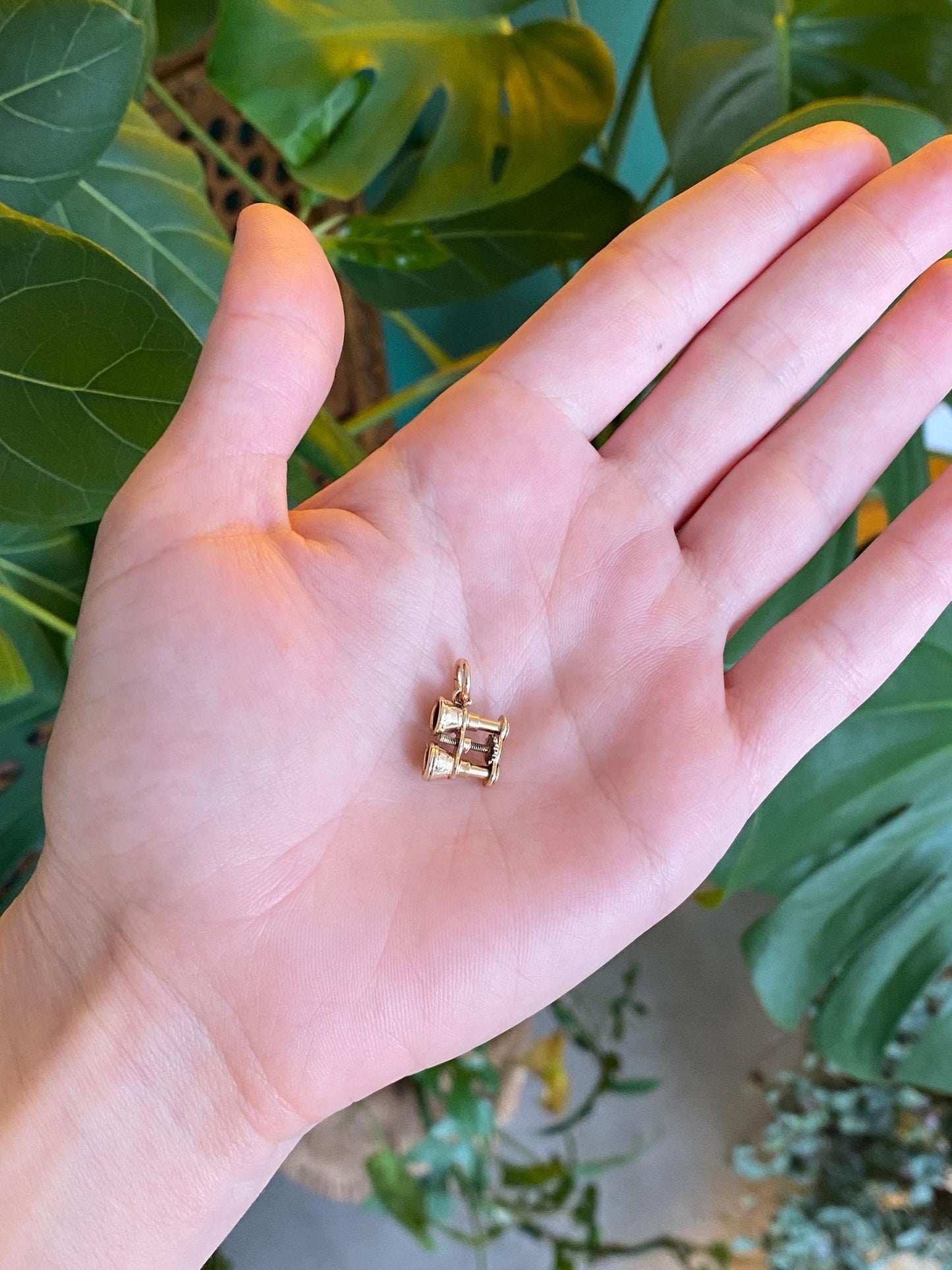 Vintage Solid 14k Yellow Gold Articulated Binoculars Charm