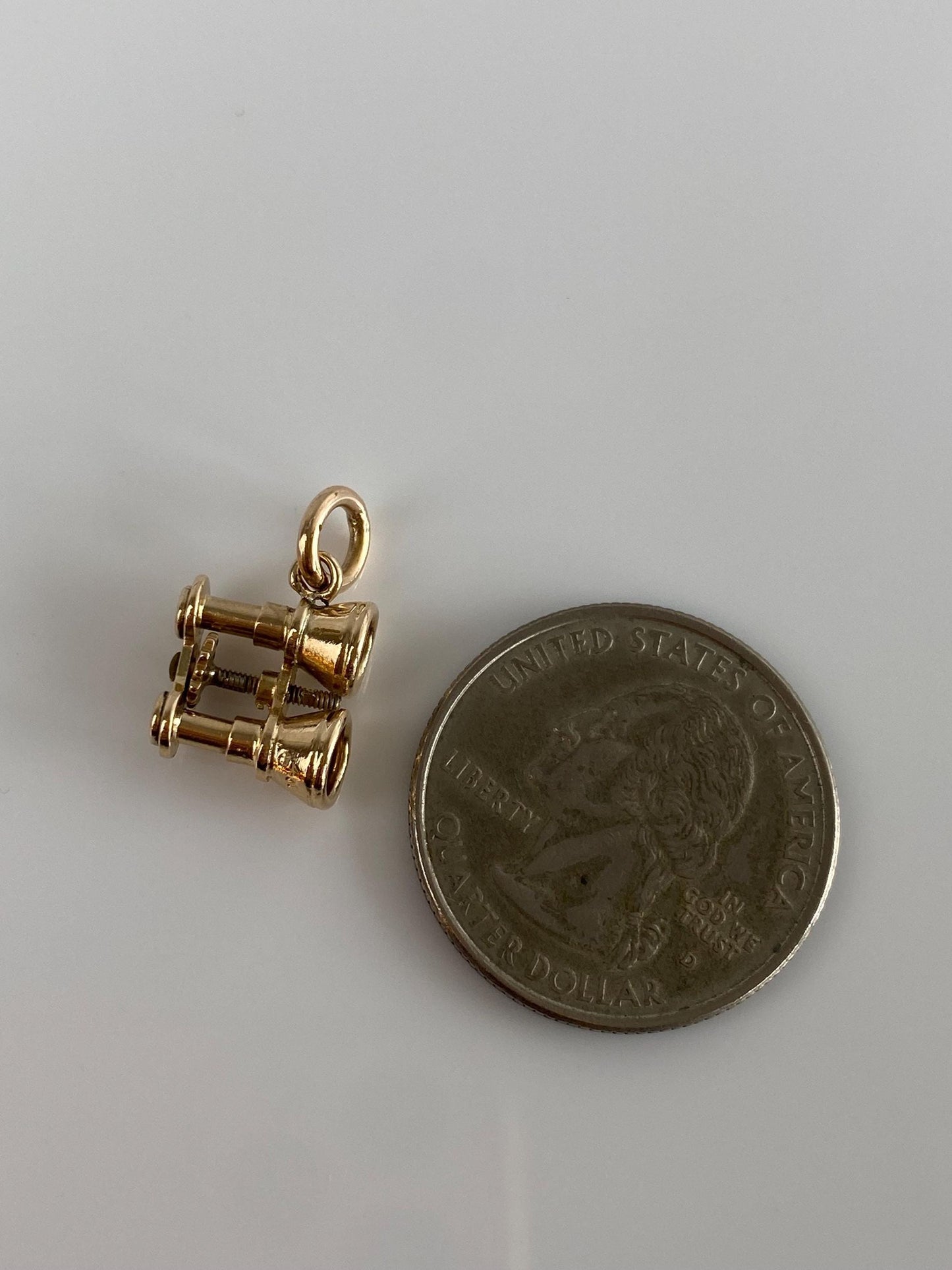 Vintage Solid 14k Yellow Gold Articulated Binoculars Charm