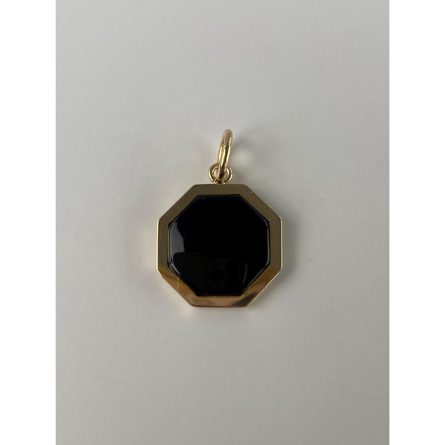 Vintage Solid 14k Yellow Gold Onyx Octagon Charm