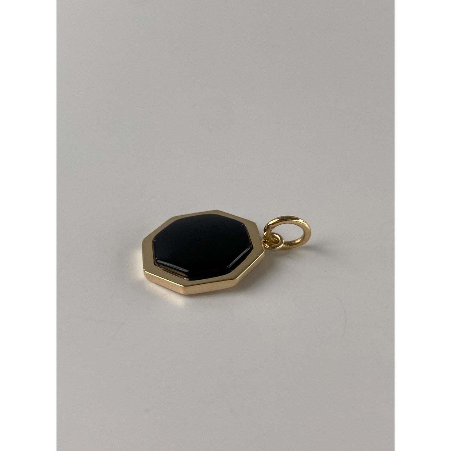 Vintage Solid 14k Yellow Gold Onyx Octagon Charm
