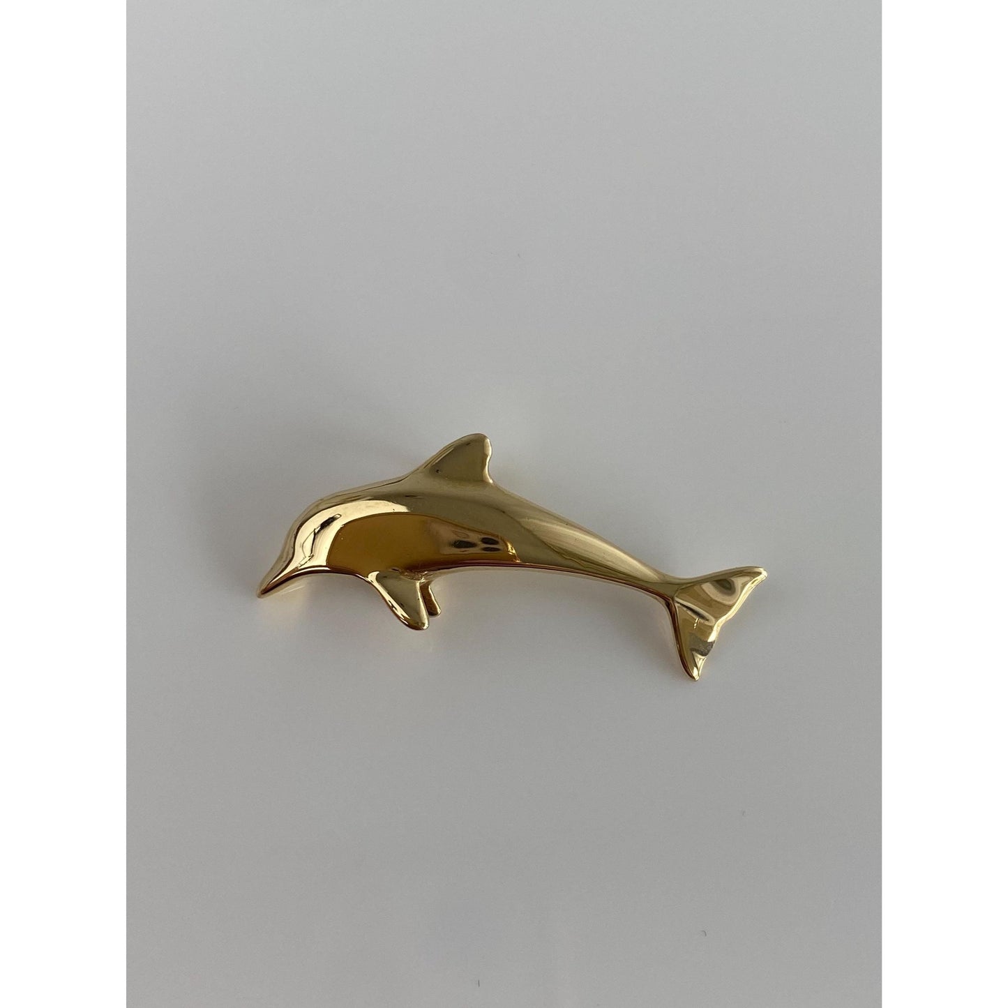 Vintage Solid 18k Yellow Gold Dolphin Slide Charm