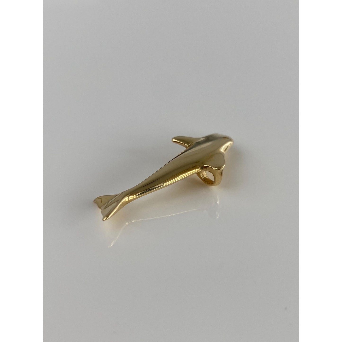 Vintage Solid 18k Yellow Gold Dolphin Slide Charm
