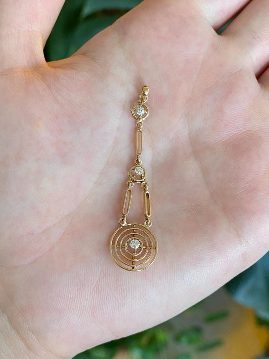 Vintage Solid 10k Yellow Gold Diamonds Dangle Charm
