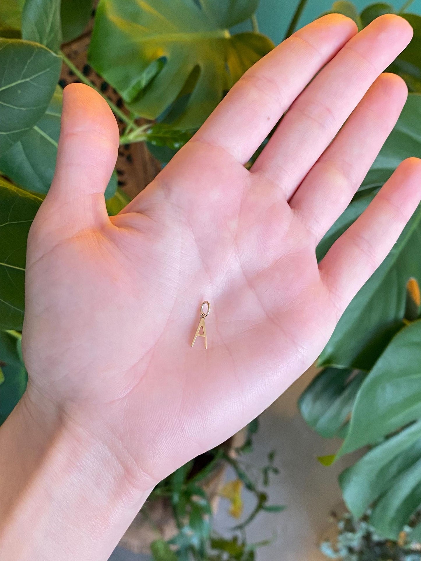 Vintage Solid 14k Yellow Gold Tiny Initial 'A' Charm