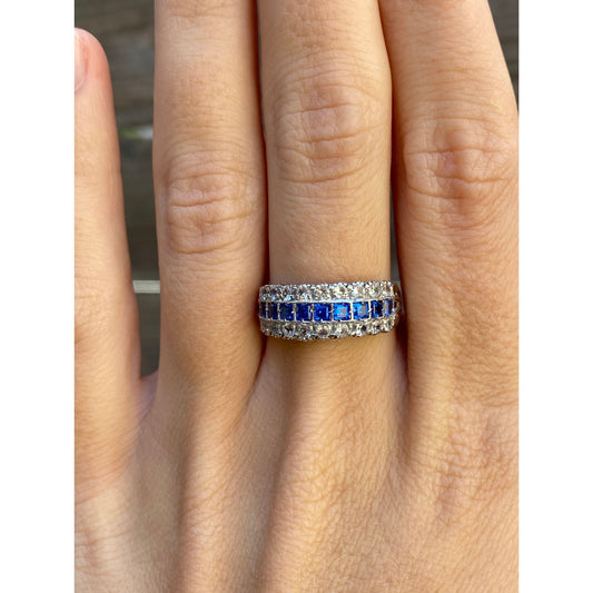 Vintage Solid 18k White Gold Colored Quartz Ring - Size 7.25