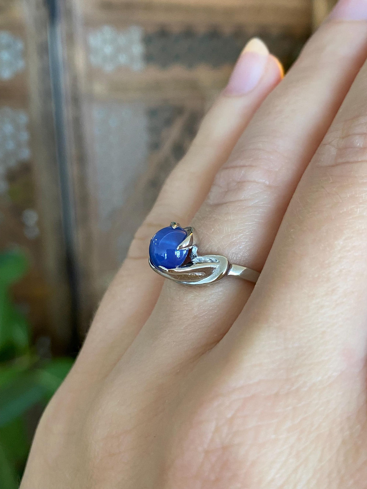 Vintage Solid 10k White Gold Clear Sapphire Blue Star Sapphire Ring - Size 5.25