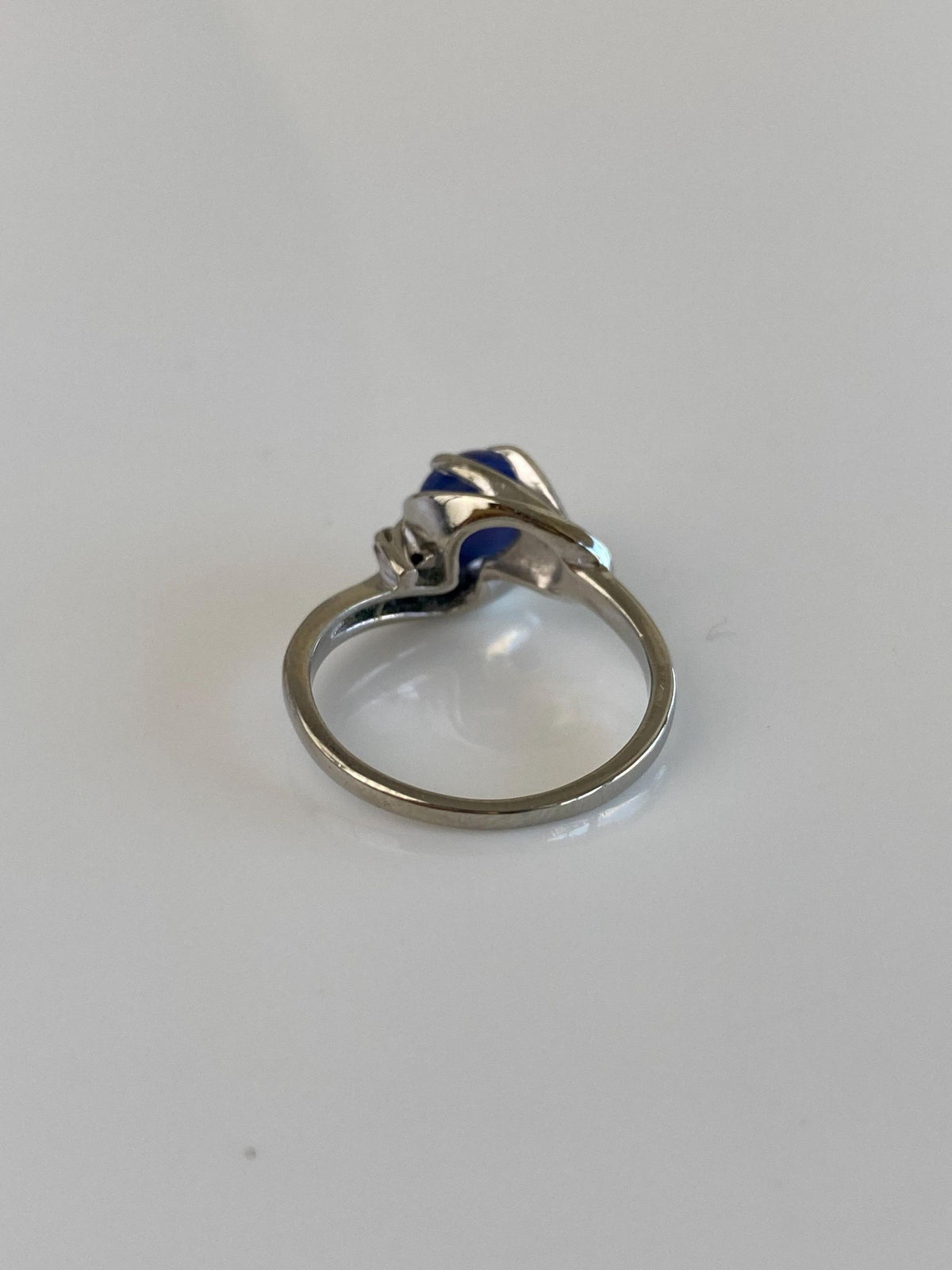 Vintage Solid 10k White Gold Clear Sapphire Blue Star Sapphire Ring - Size 5.25