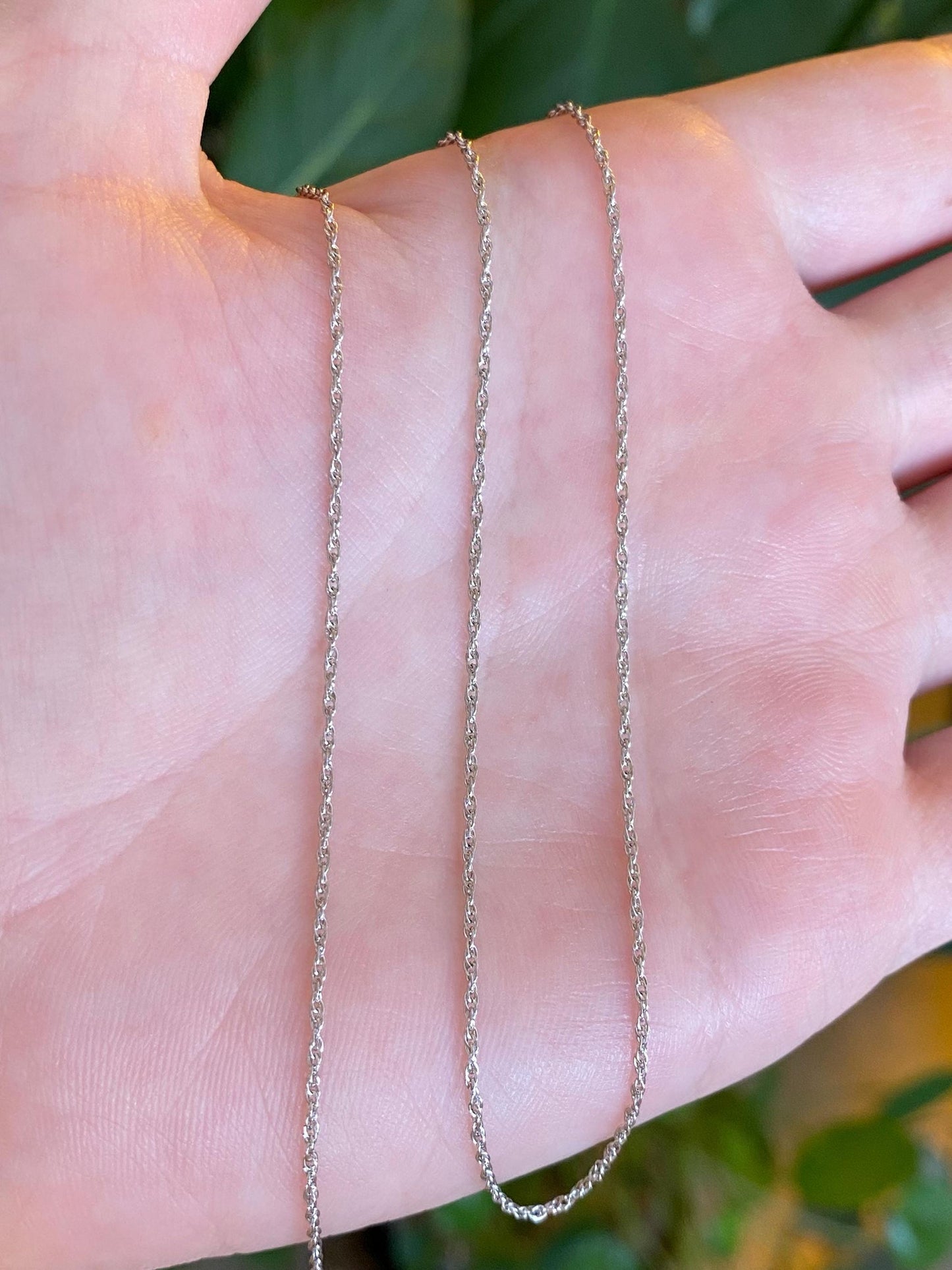 Vintage Solid 10k White Gold Dainty Chain Necklace - 18 inches