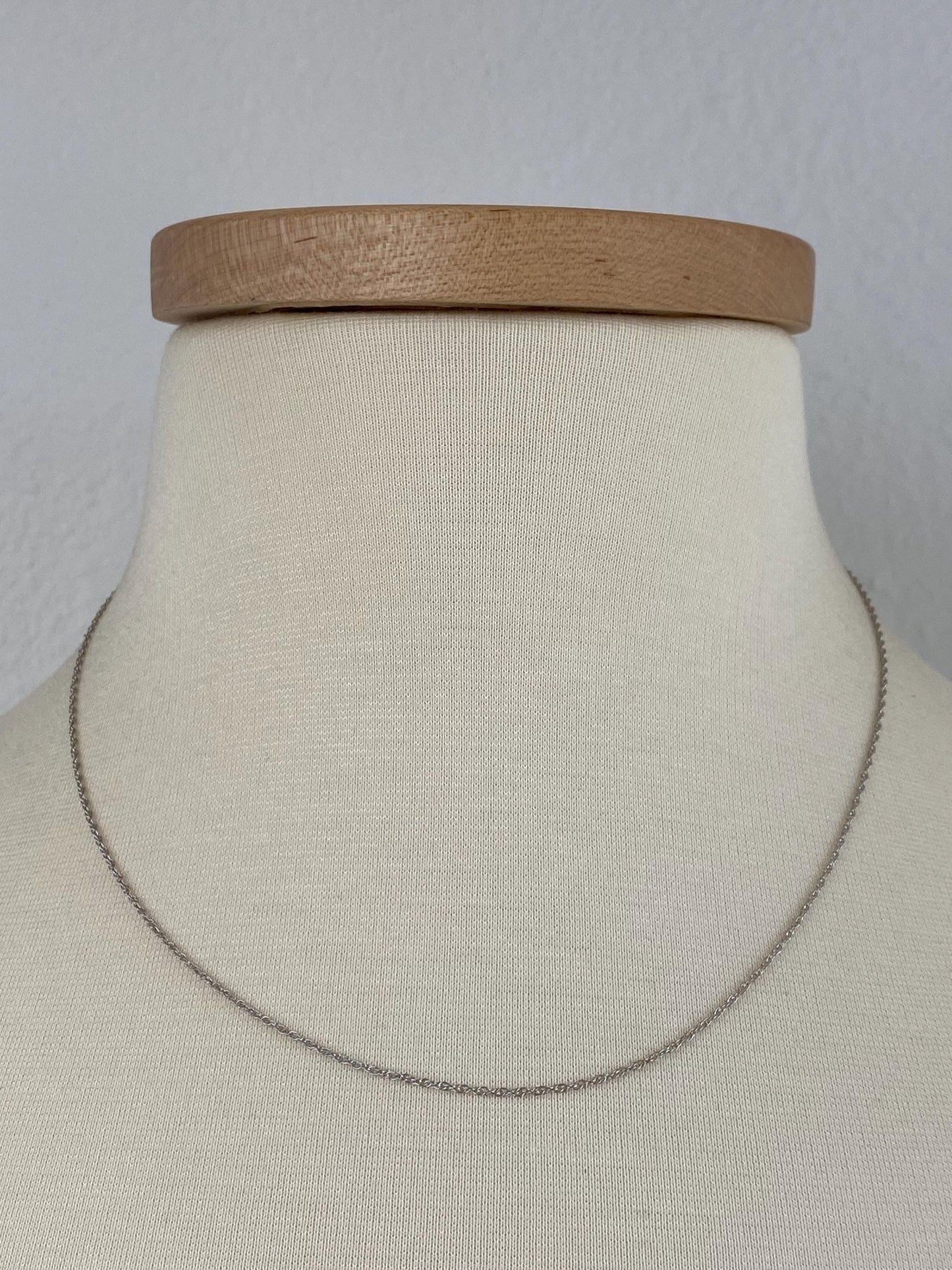 Vintage Solid 10k White Gold Dainty Chain Necklace - 18 inches