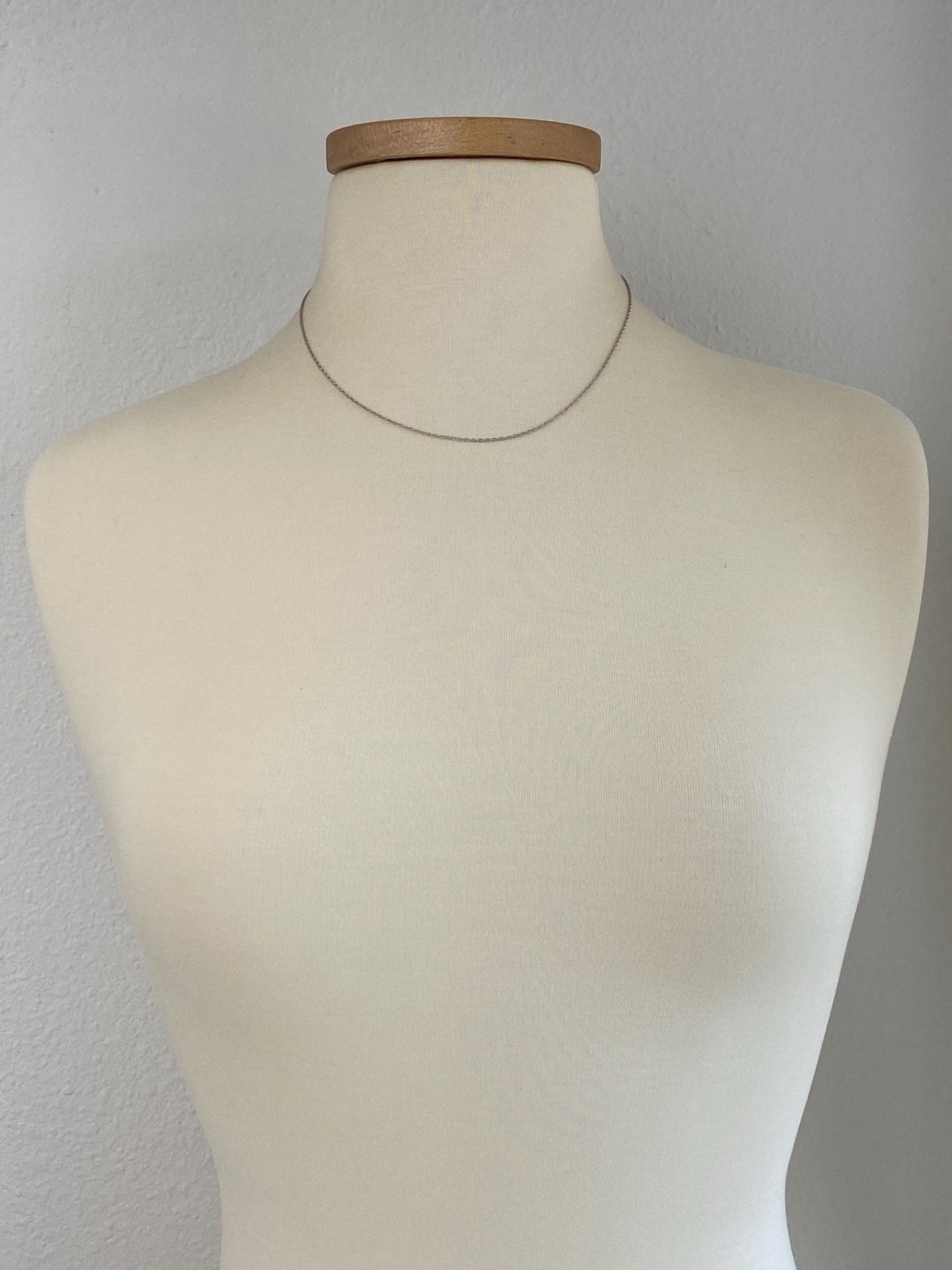 Vintage Solid 10k White Gold Dainty Chain Necklace - 18 inches