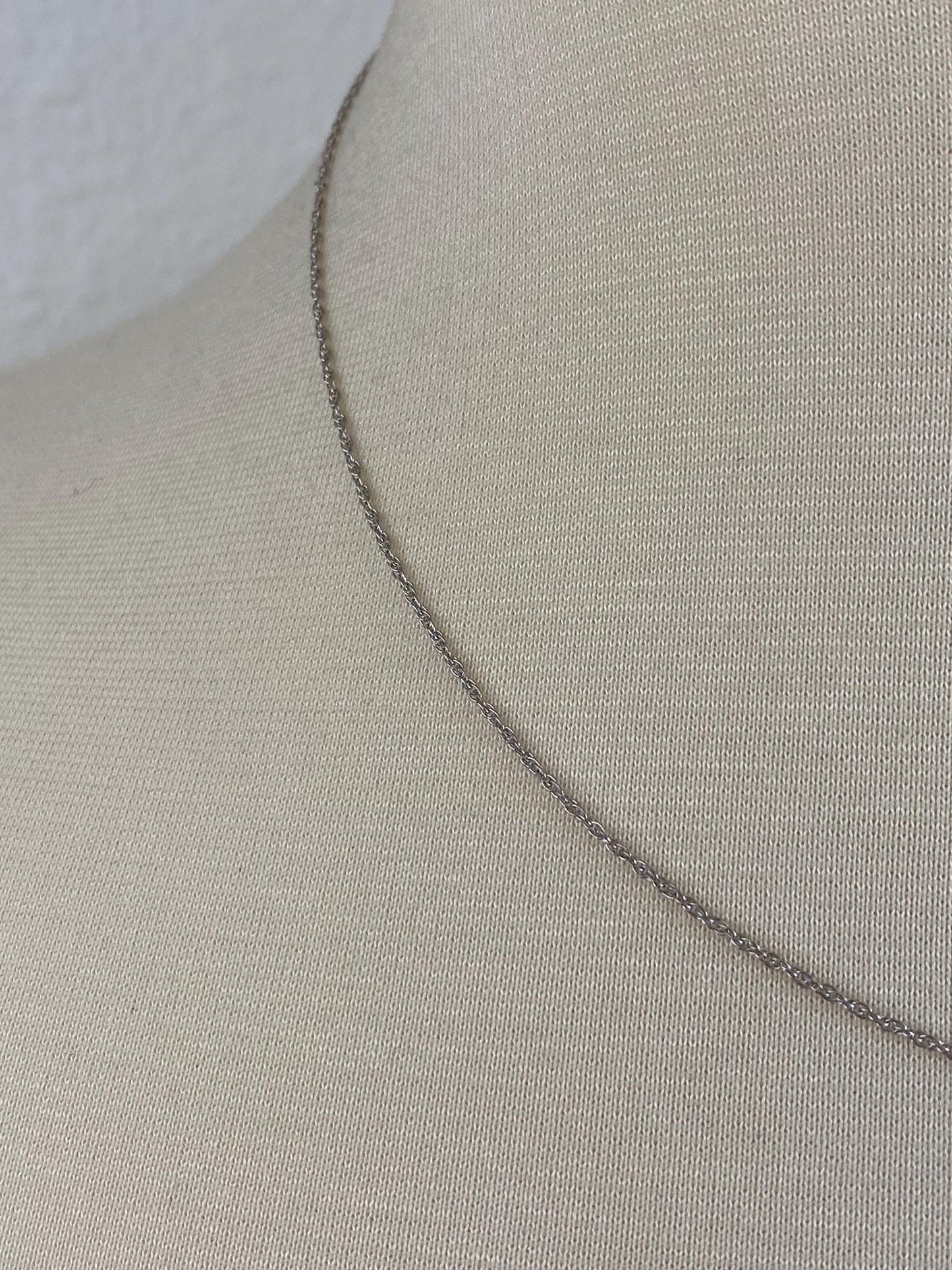 Vintage Solid 10k White Gold Dainty Chain Necklace - 18 inches