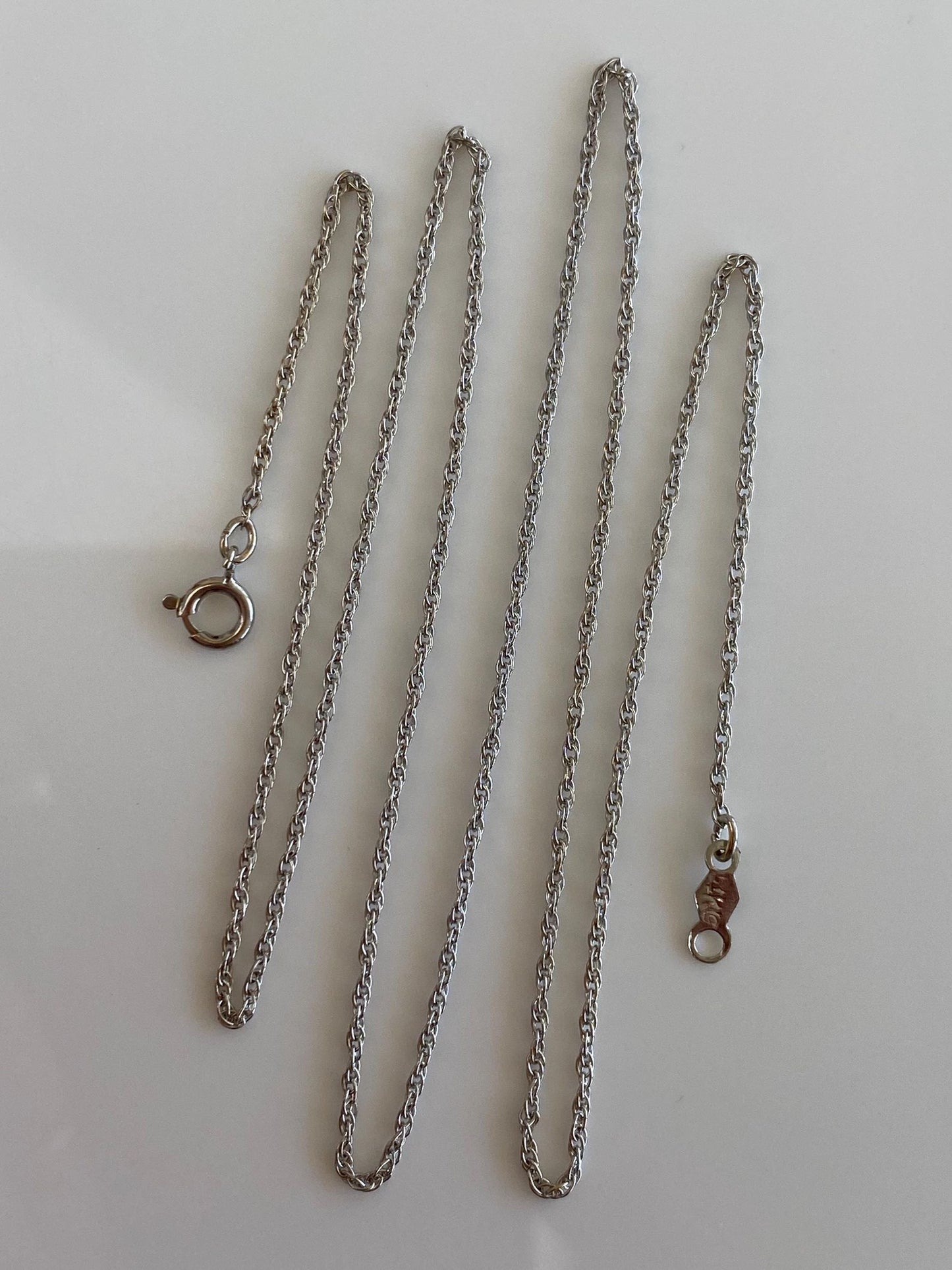 Vintage Solid 10k White Gold Dainty Chain Necklace - 18 inches