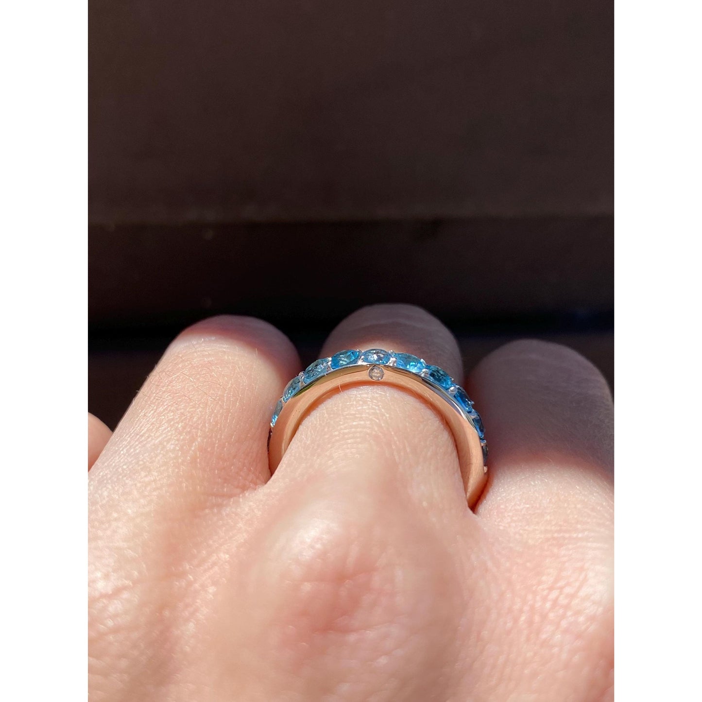 Vintage Solid 18k White Gold Topaz Ring Band - Size 5.75