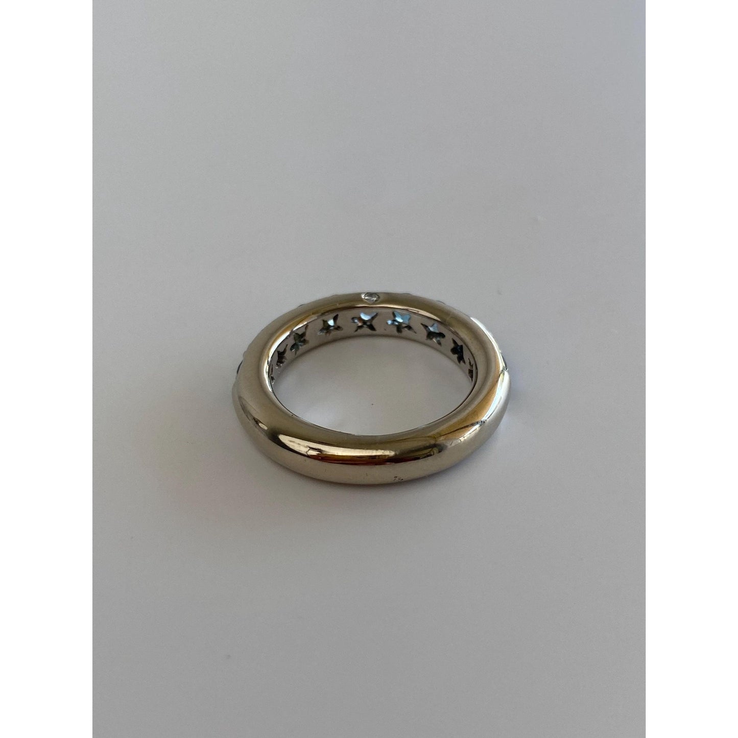 Vintage Solid 18k White Gold Topaz Ring Band - Size 5.75