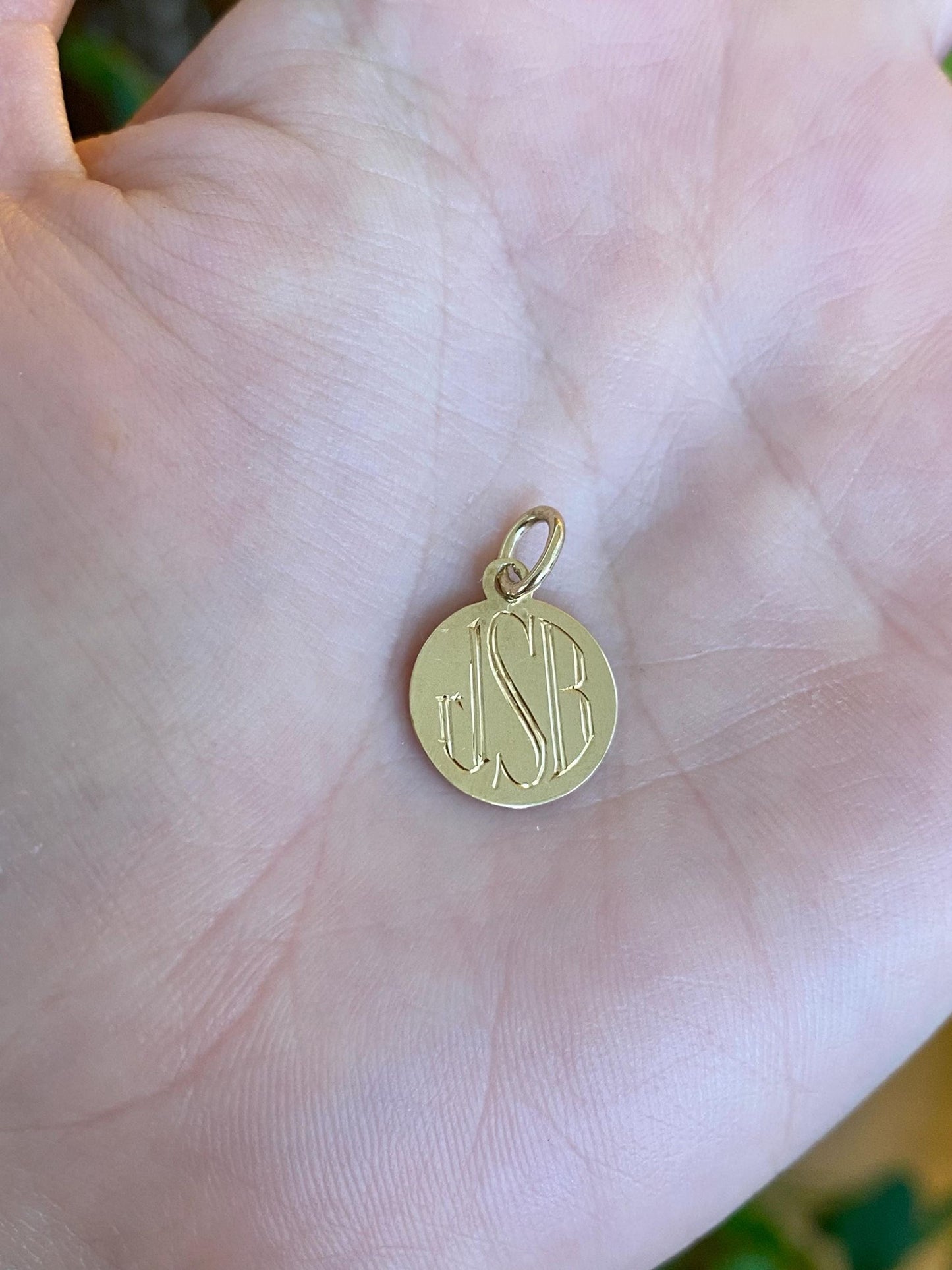 Solid 14k Yellow Gold Monogram Charm