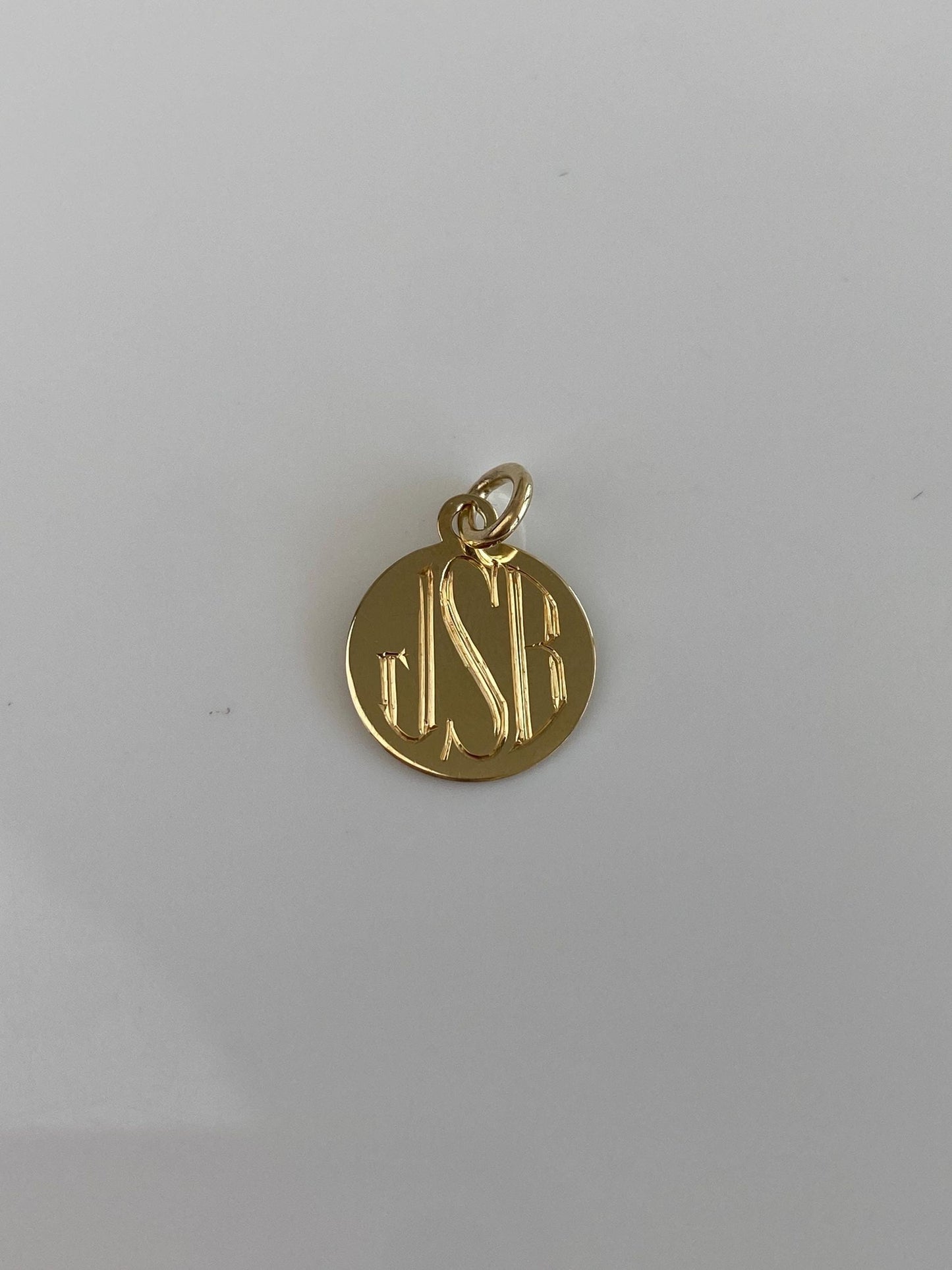 Solid 14k Yellow Gold Monogram Charm