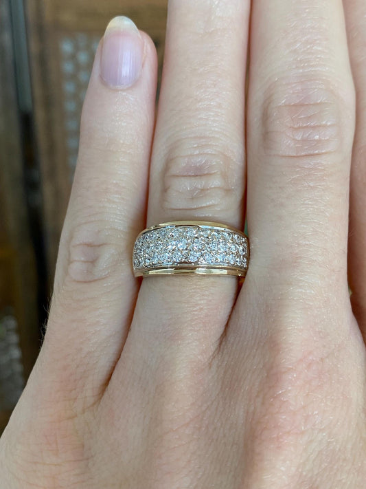 Vintage Solid 14k White & Yellow Gold Diamond Ring Band - Size 5.25