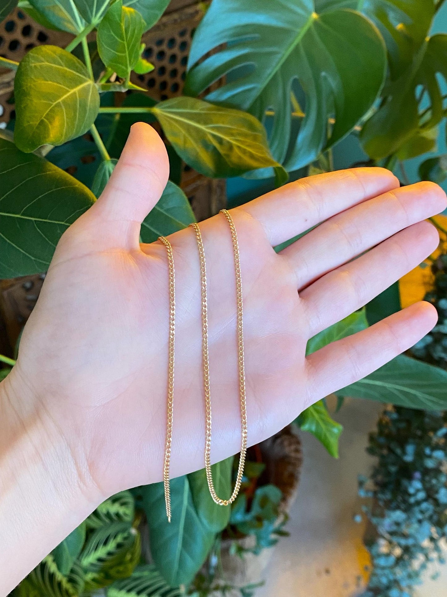Vintage Solid 14k Yellow Gold Curb Chain Necklace - 21.25 inches