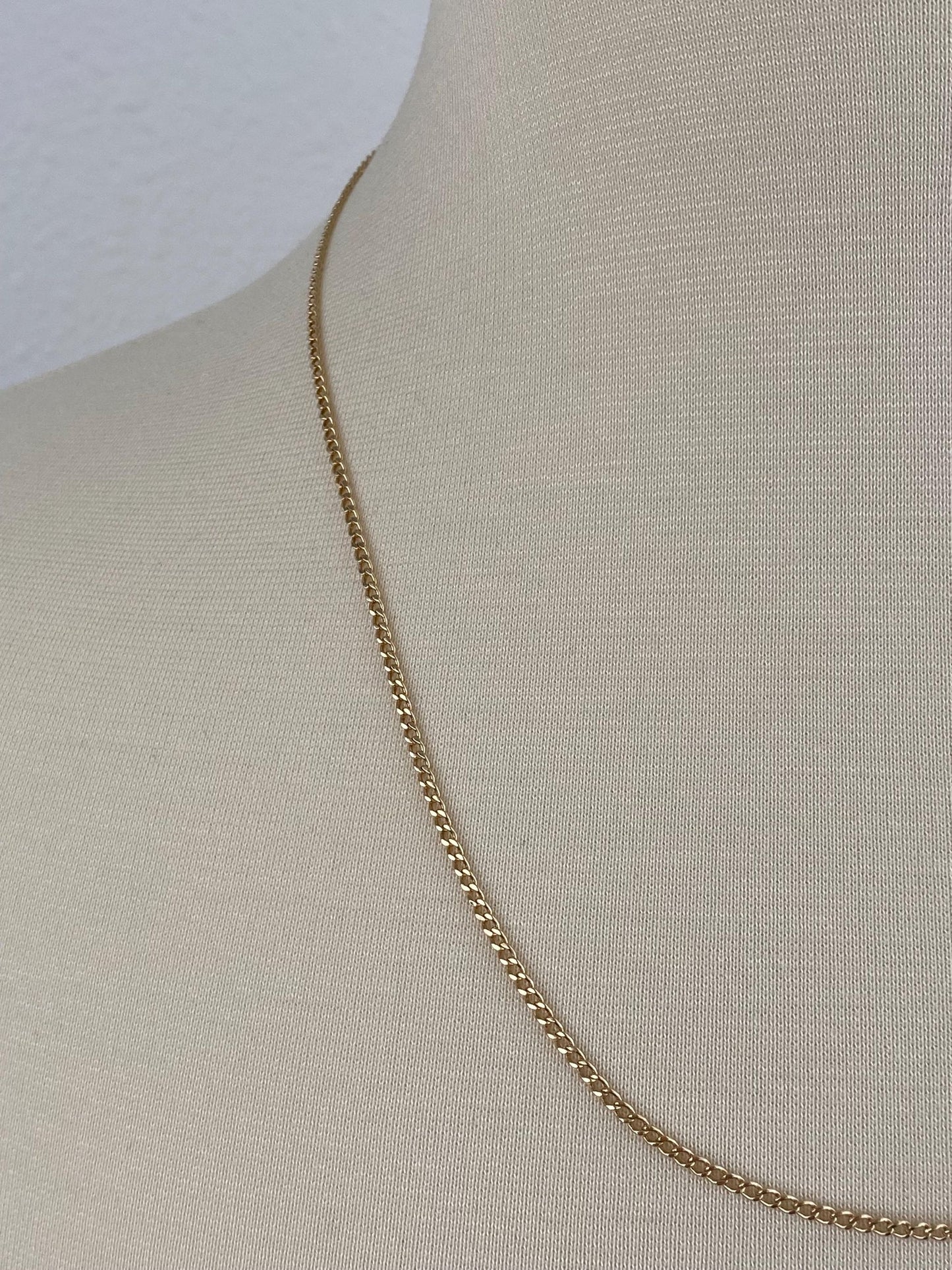 Vintage Solid 14k Yellow Gold Curb Chain Necklace - 21.25 inches