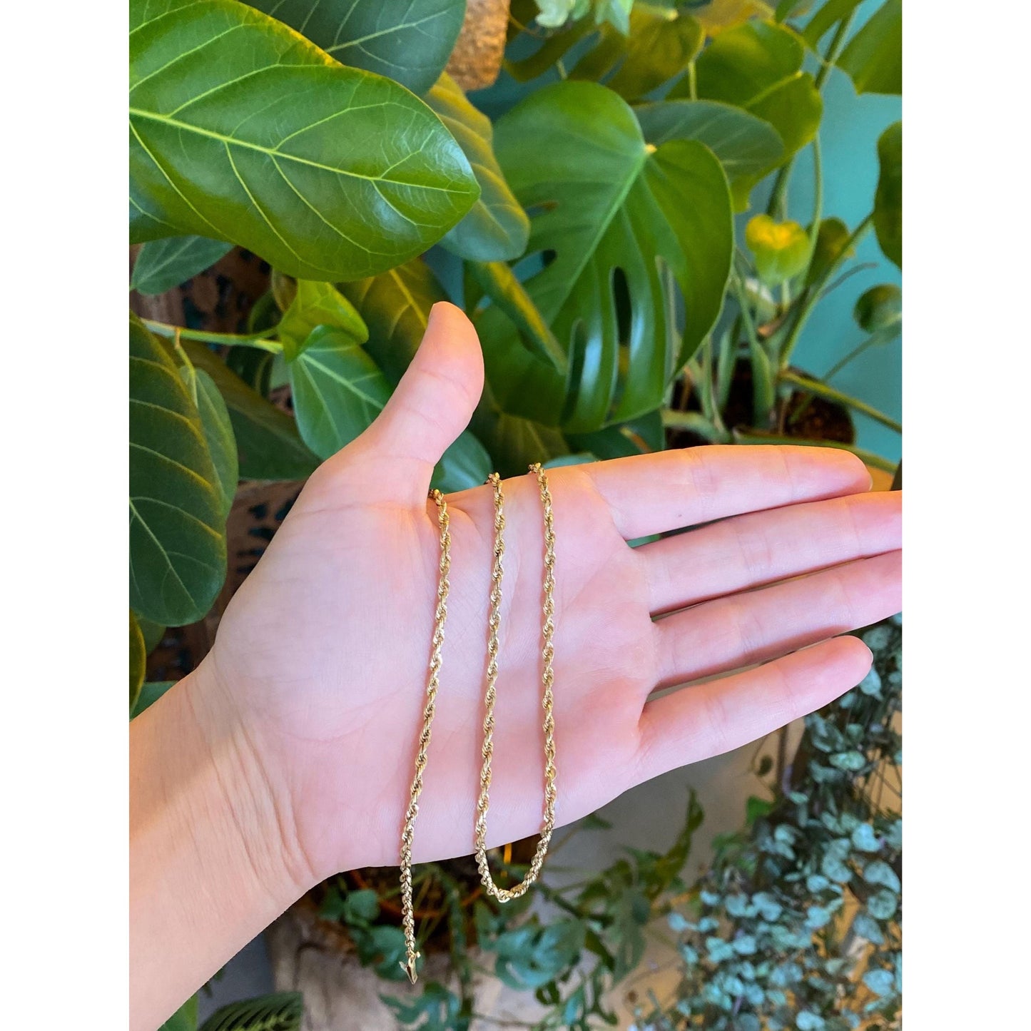 Vintage Solid 10k Yellow Gold Rope Chain Necklace - 22.75 inches