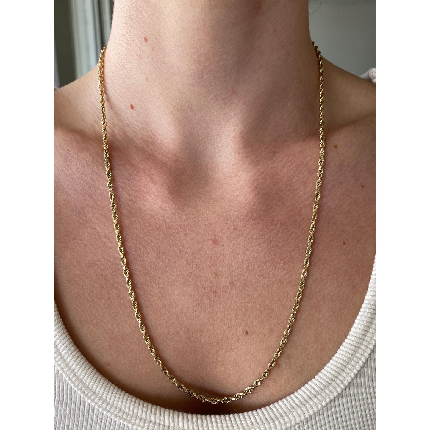 Vintage Solid 10k Yellow Gold Rope Chain Necklace - 22.75 inches