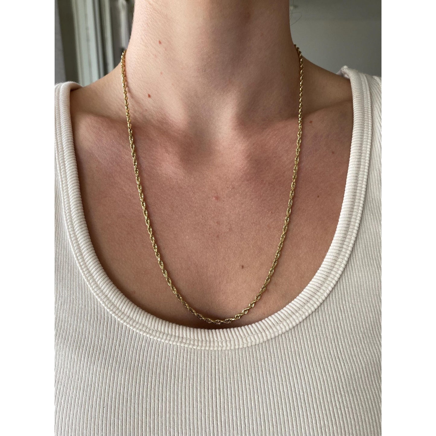 Vintage Solid 10k Yellow Gold Rope Chain Necklace - 22.75 inches
