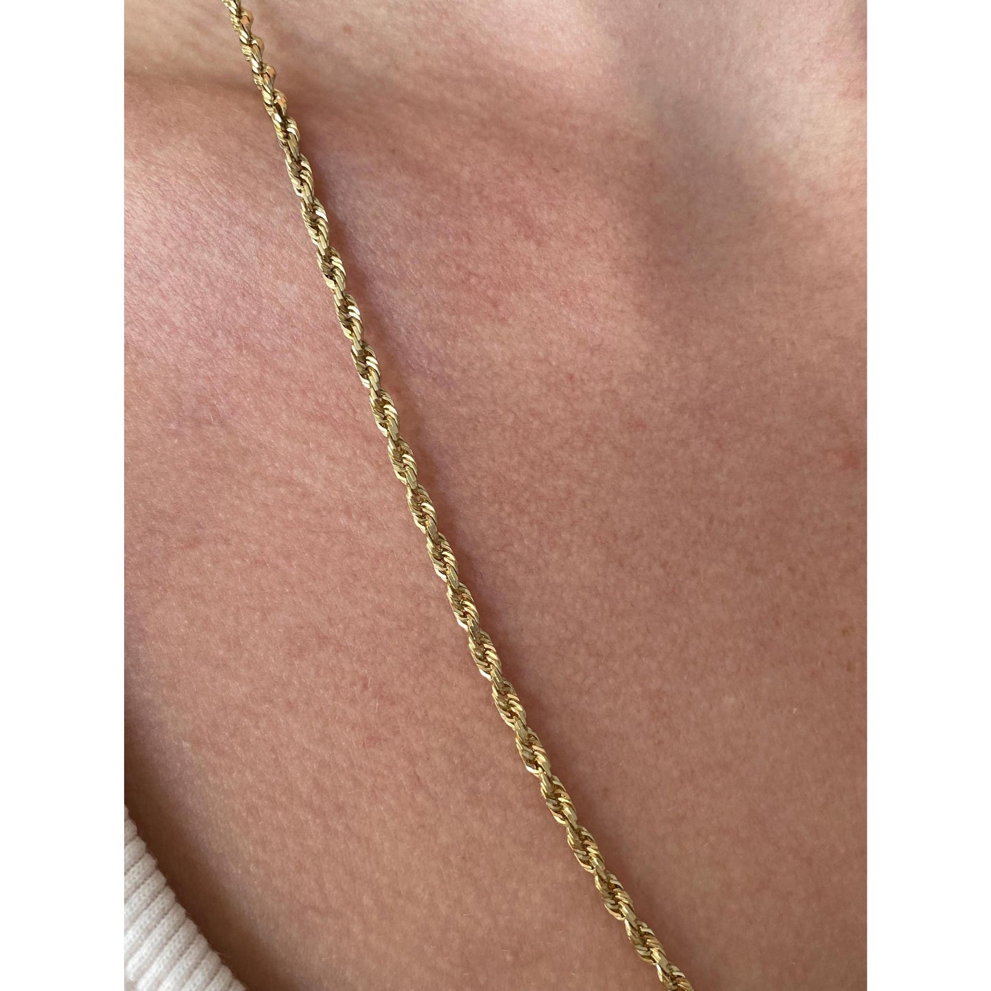 Vintage Solid 10k Yellow Gold Rope Chain Necklace - 22.75 inches