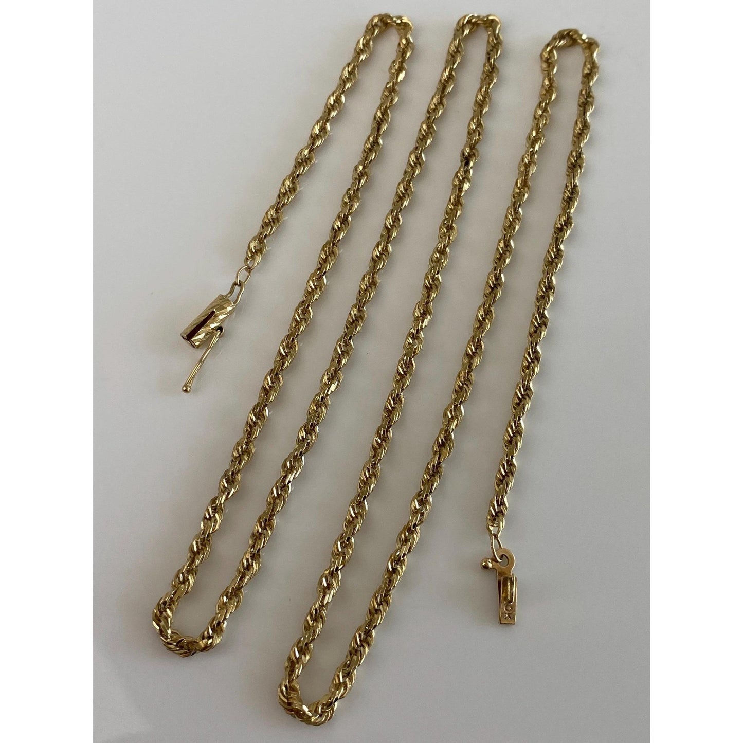 Vintage Solid 10k Yellow Gold Rope Chain Necklace - 22.75 inches