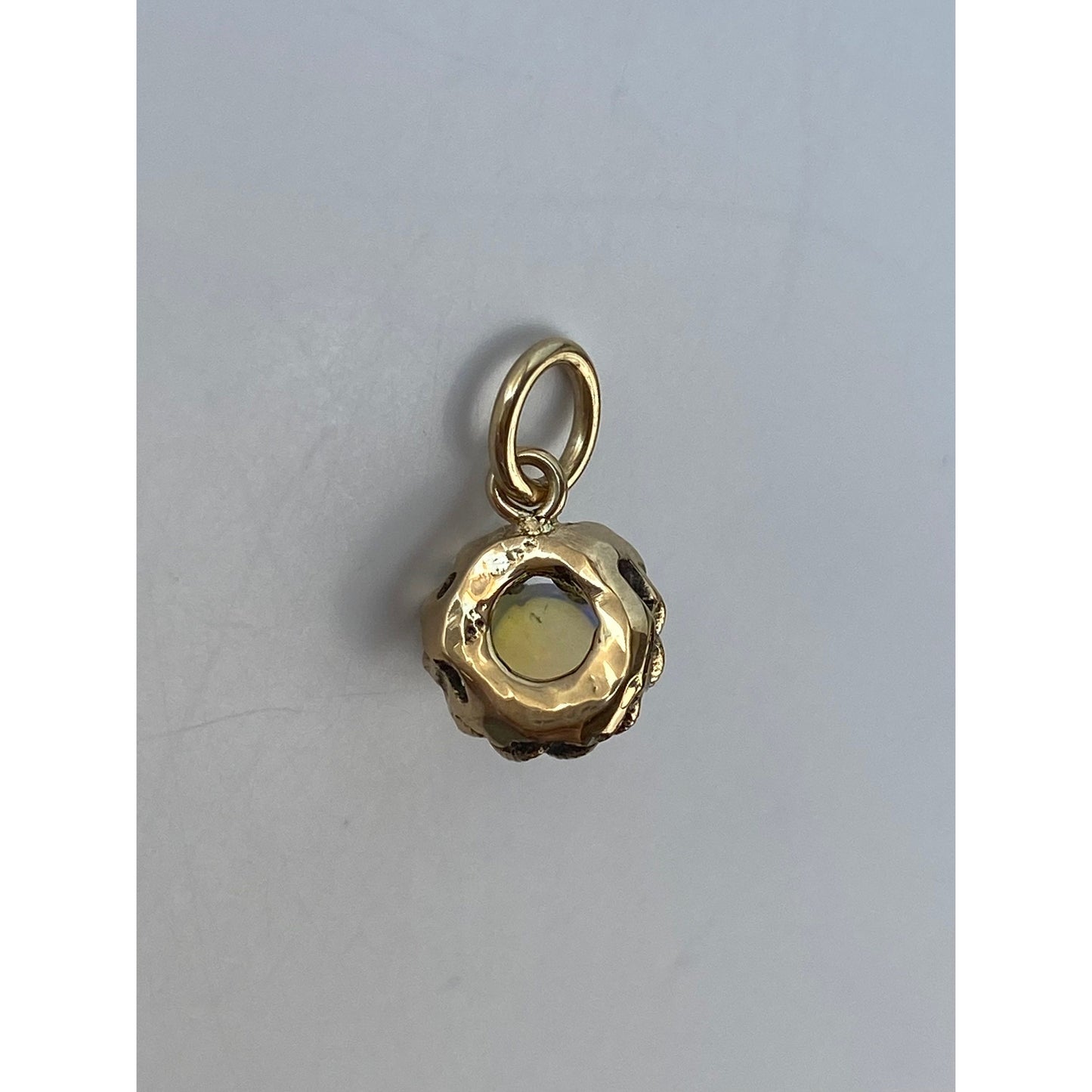 Solid 14k Yellow Gold Ornate Opal Charm