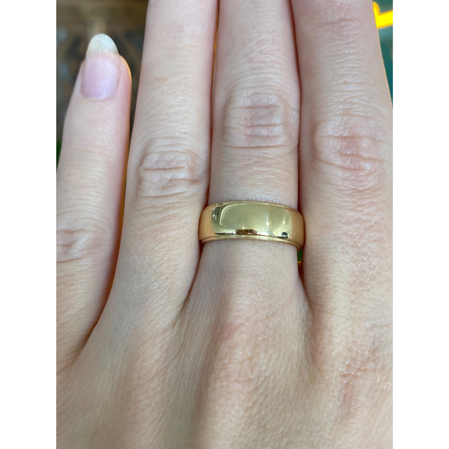 Vintage Solid 14k Yellow Gold Lined Ring Band - Size 6.75
