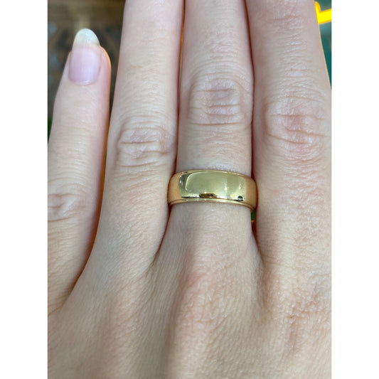 Vintage Solid 14k Yellow Gold Lined Ring Band - Size 6.75