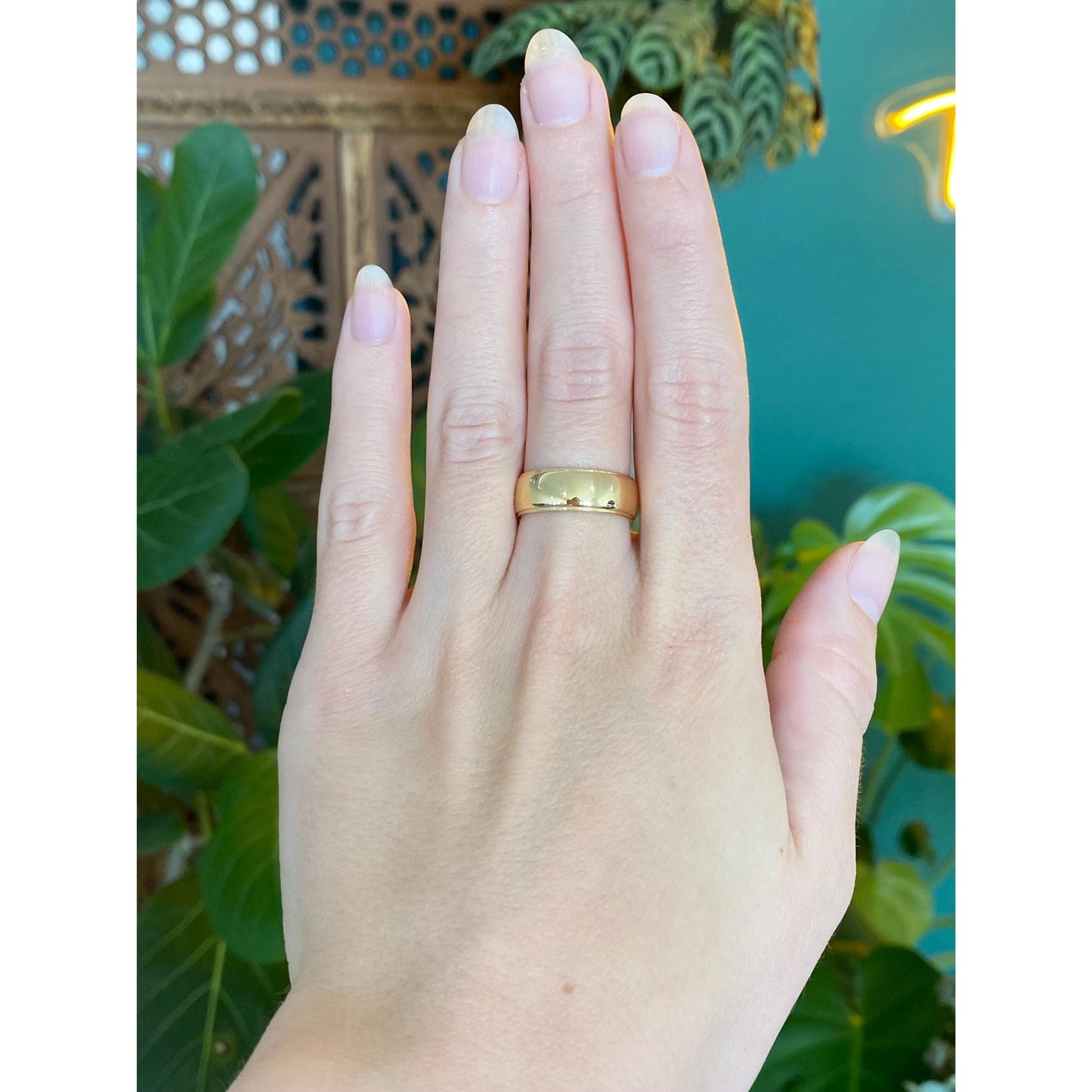 Vintage Solid 14k Yellow Gold Lined Ring Band - Size 6.75