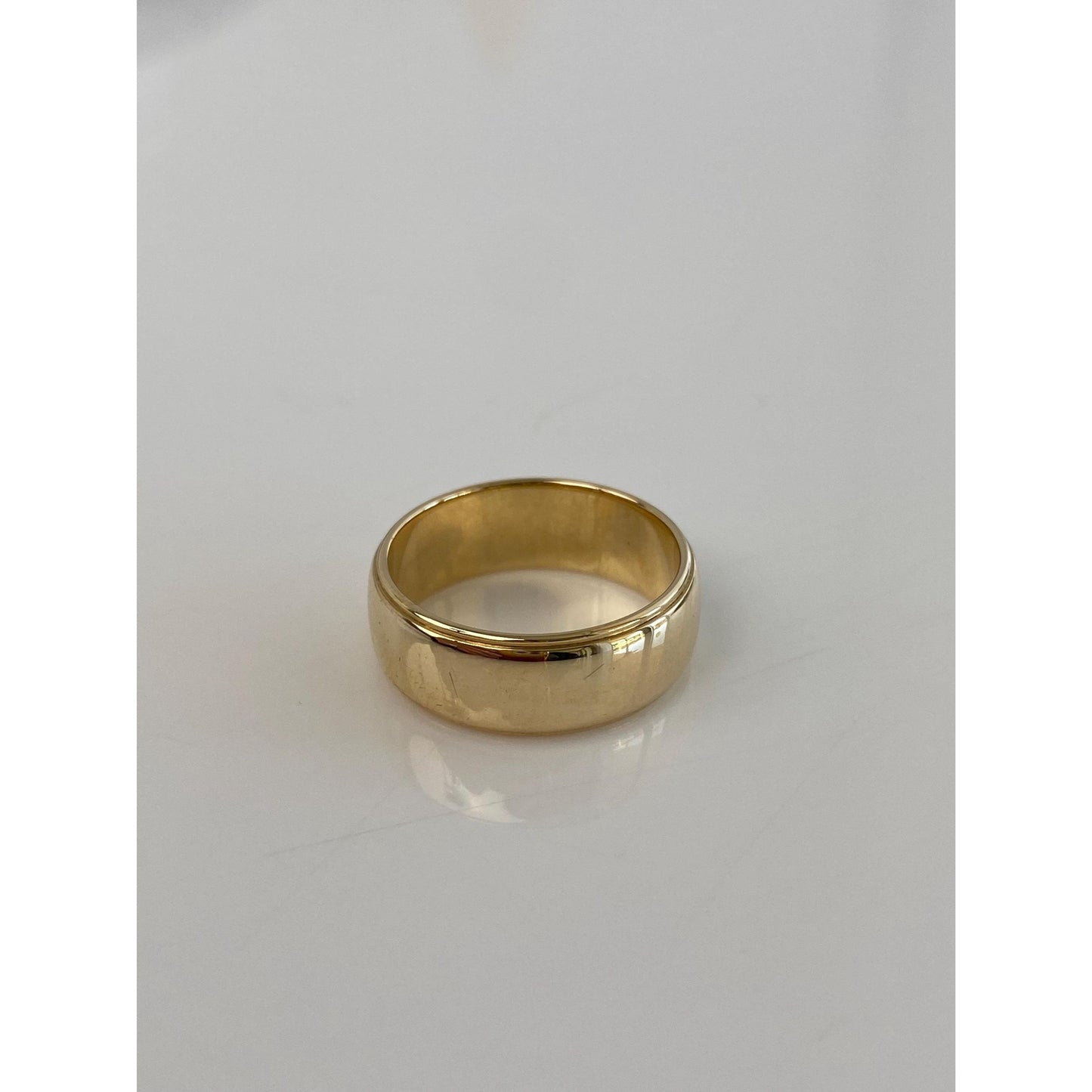 Vintage Solid 14k Yellow Gold Lined Ring Band - Size 6.75
