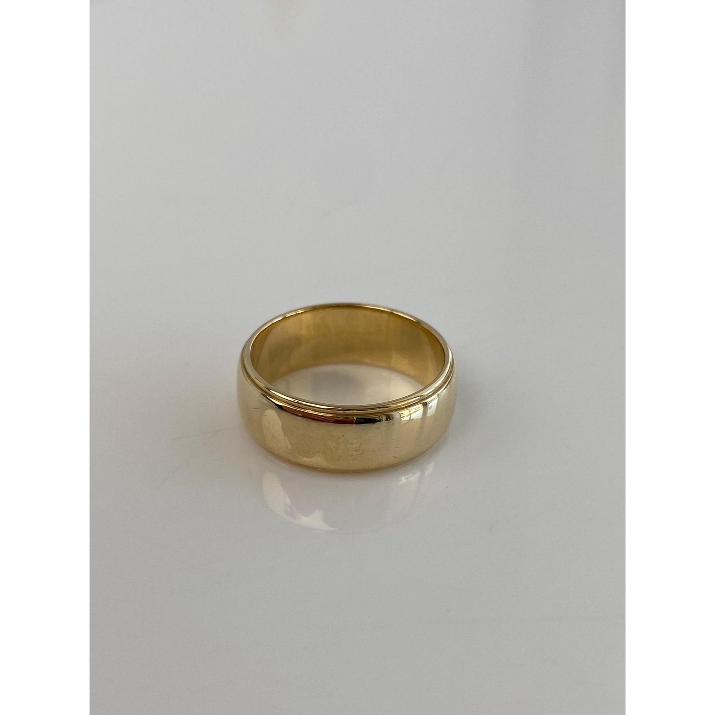 Vintage Solid 14k Yellow Gold Lined Ring Band - Size 6.75