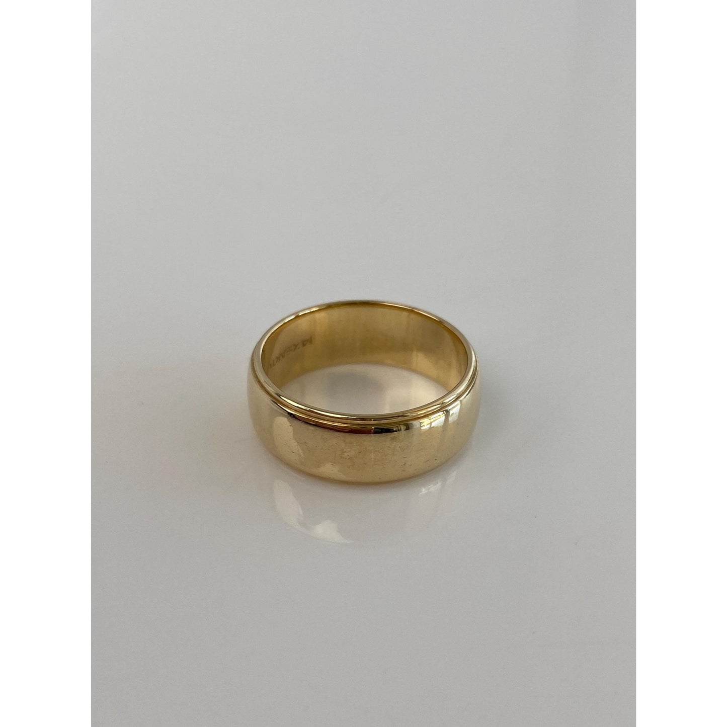 Vintage Solid 14k Yellow Gold Lined Ring Band - Size 6.75