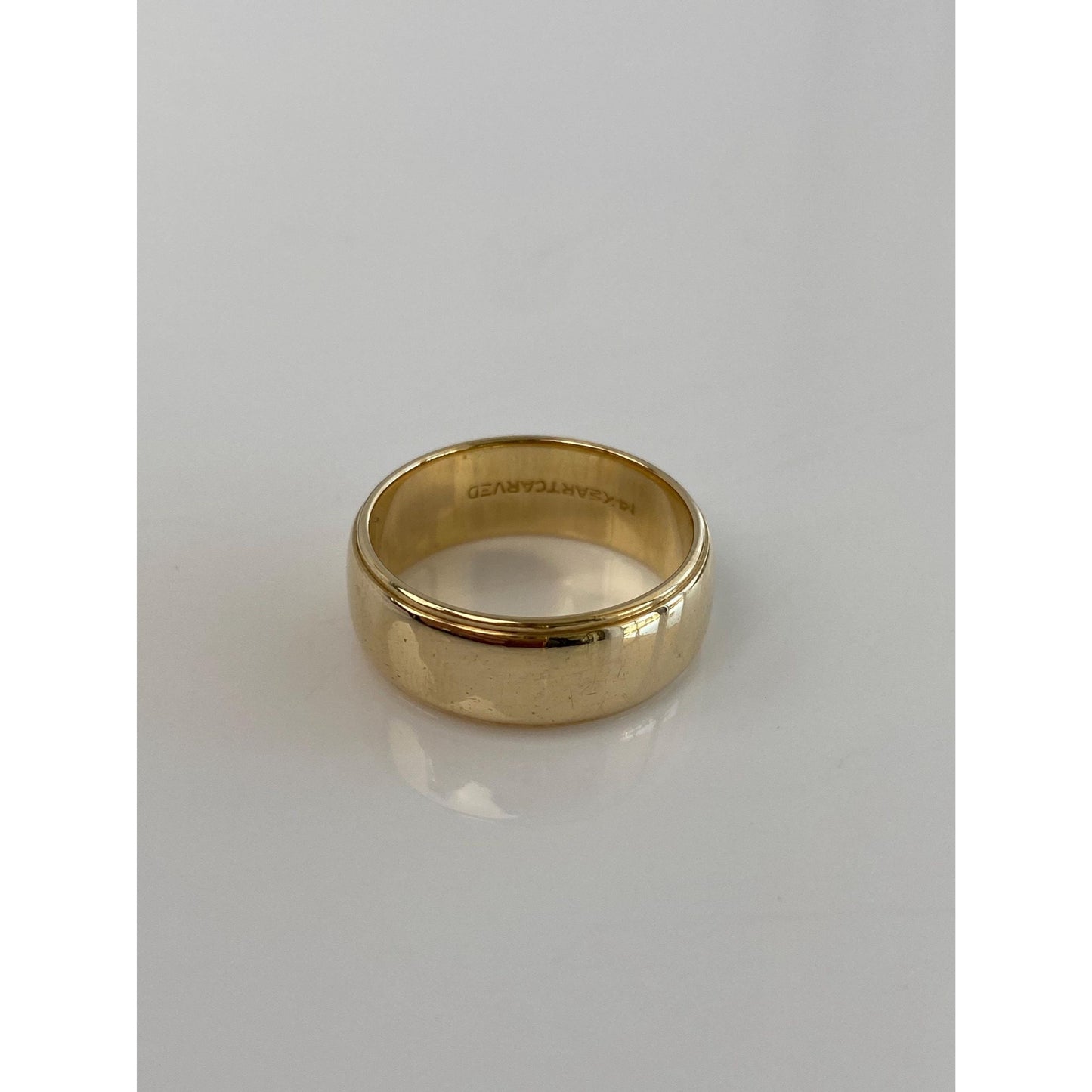 Vintage Solid 14k Yellow Gold Lined Ring Band - Size 6.75