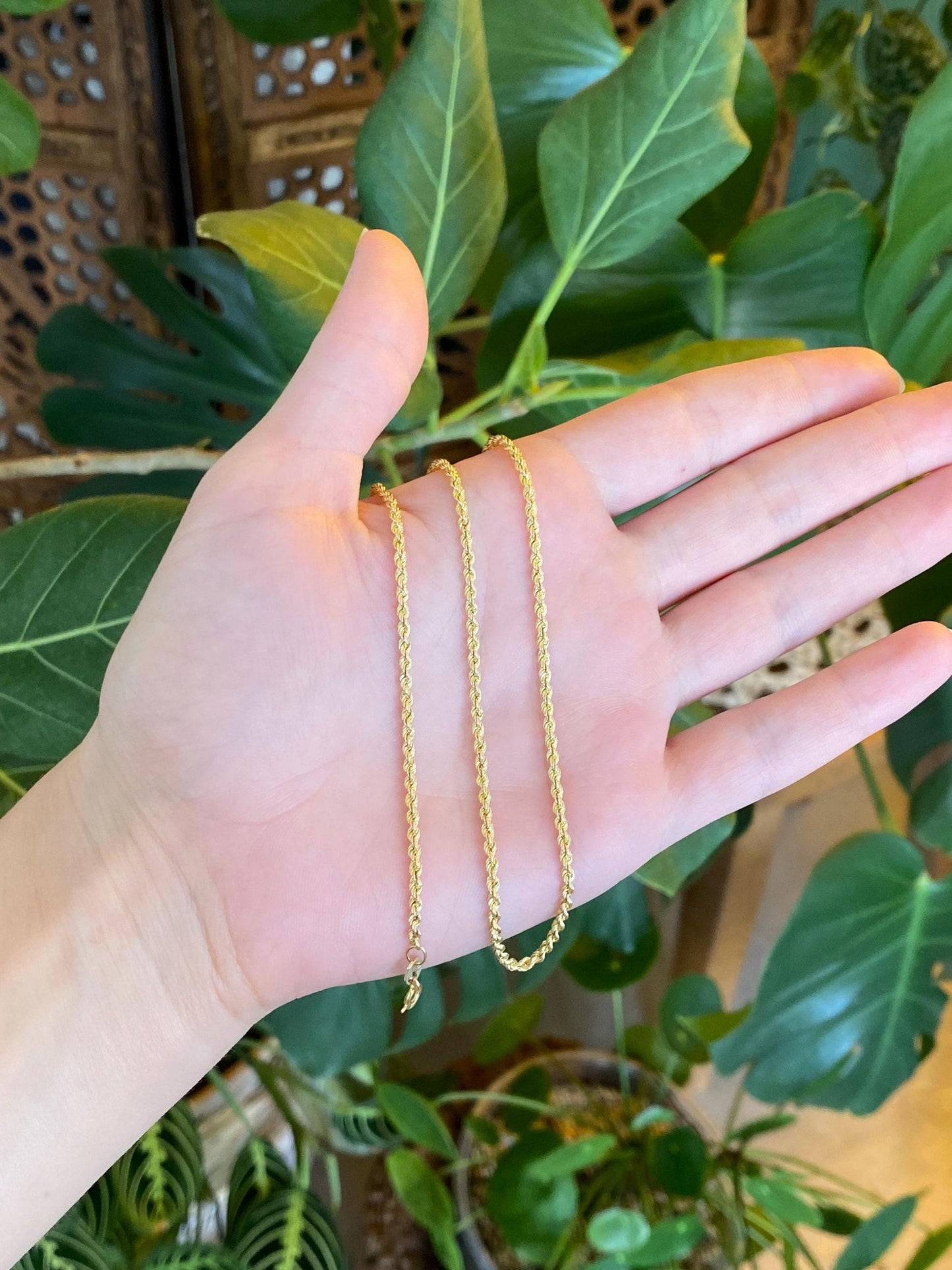 Vintage 14k Yellow Gold Rope Chain Necklace - 18 inches