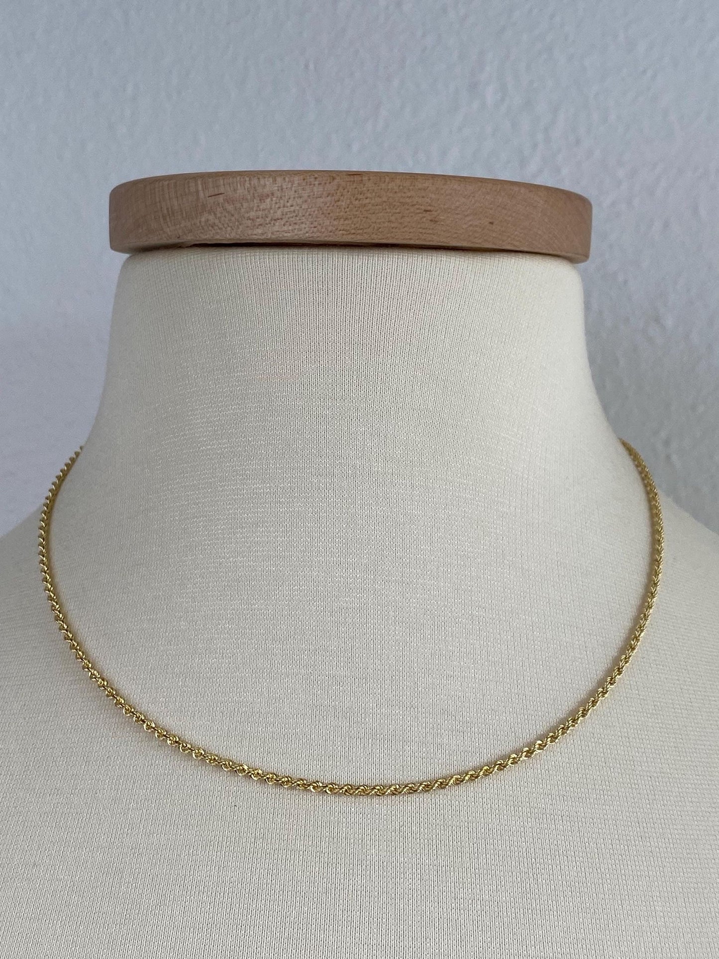 Vintage 14k Yellow Gold Rope Chain Necklace - 18 inches