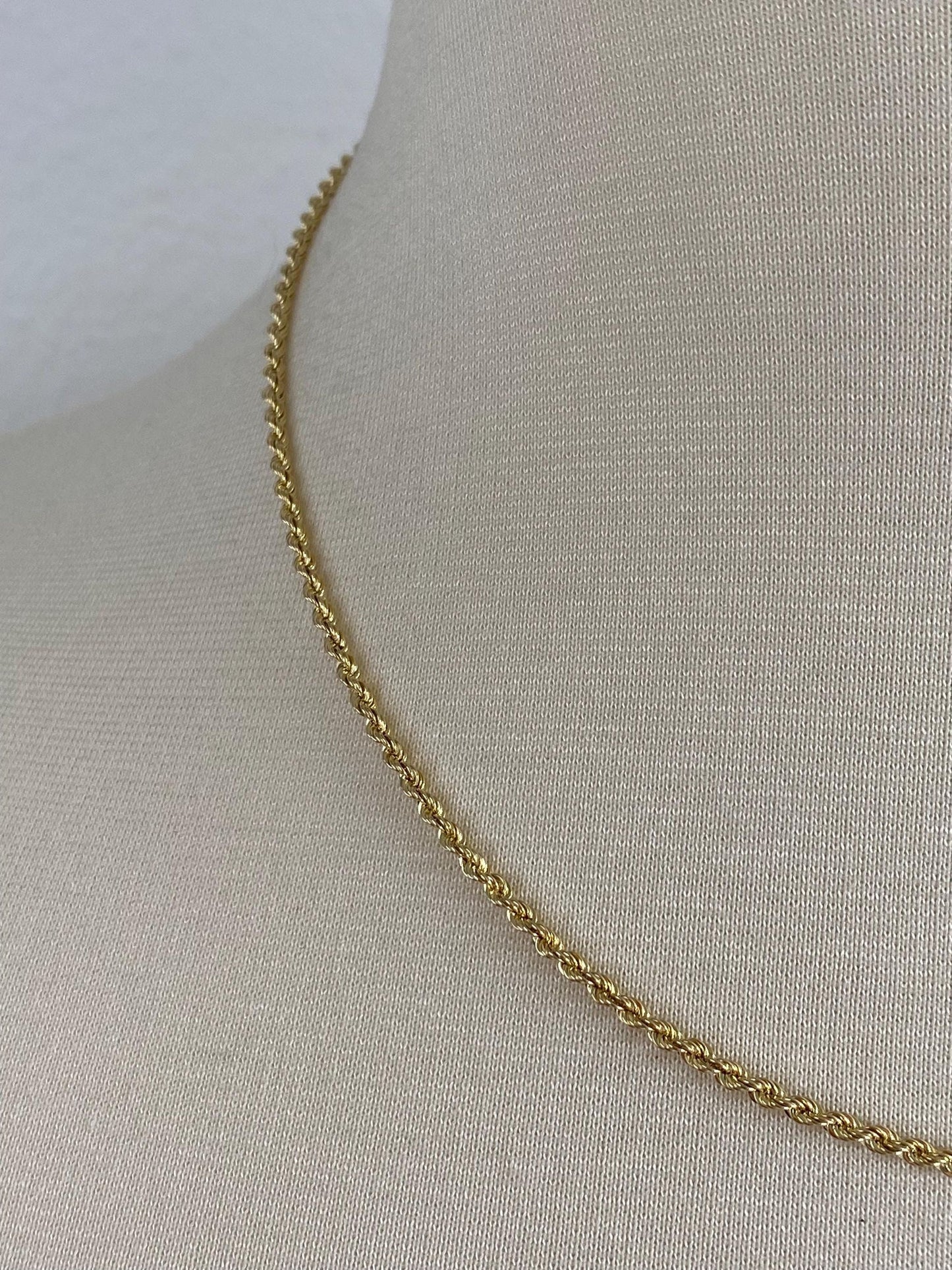 Vintage 14k Yellow Gold Rope Chain Necklace - 18 inches