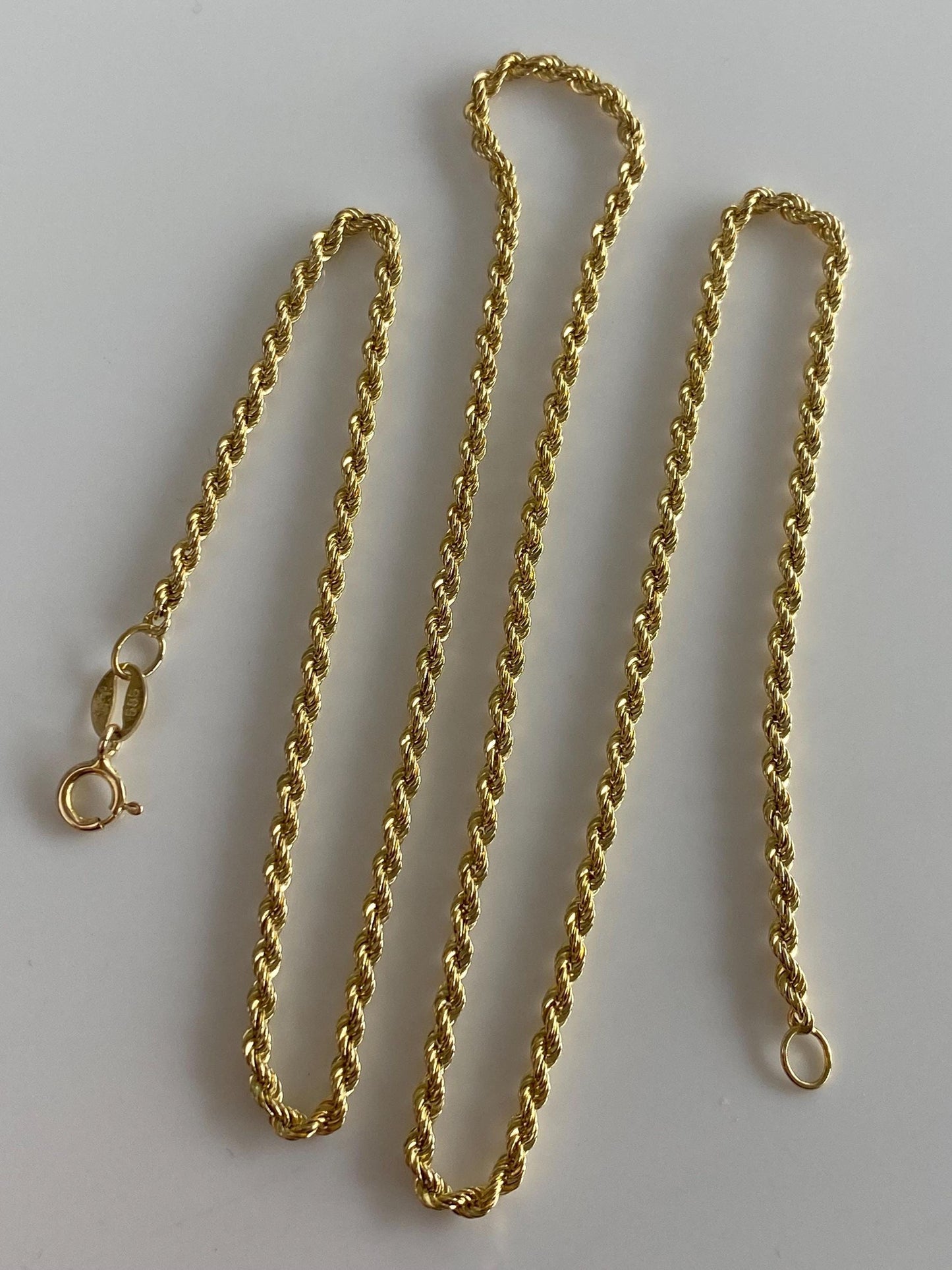 Vintage 14k Yellow Gold Rope Chain Necklace - 18 inches